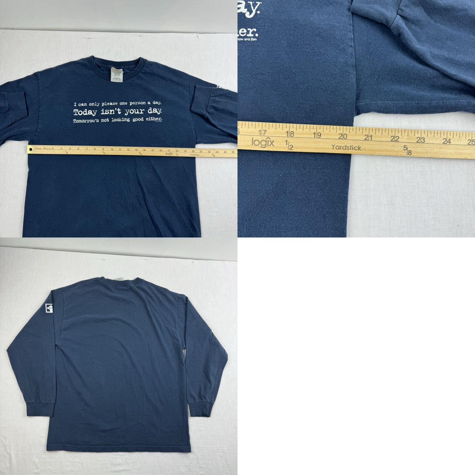 Vintage VINTAGE Alstyle T-Shirt Long Sleeve Shirt Adult Large Blue Funny Y2K Grunge Skater Mens Size US L / EU 52-54 / 3 - 8 Thumbnail