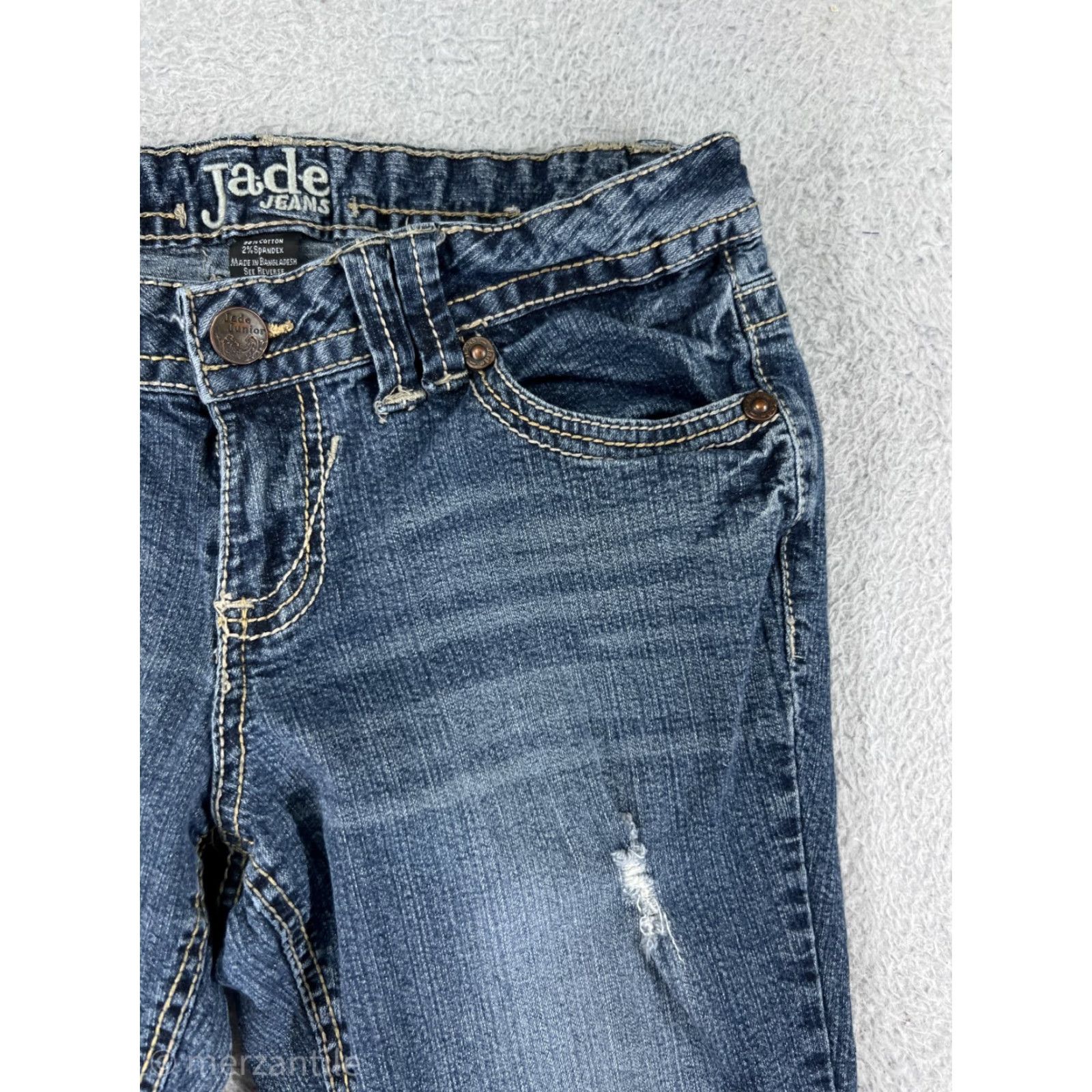 Denime Jade Jeans Blue Denim 9 Womens Low Rise Distressed Capri Cotton Size 30" / US 8 / IT 44 - 7 Thumbnail