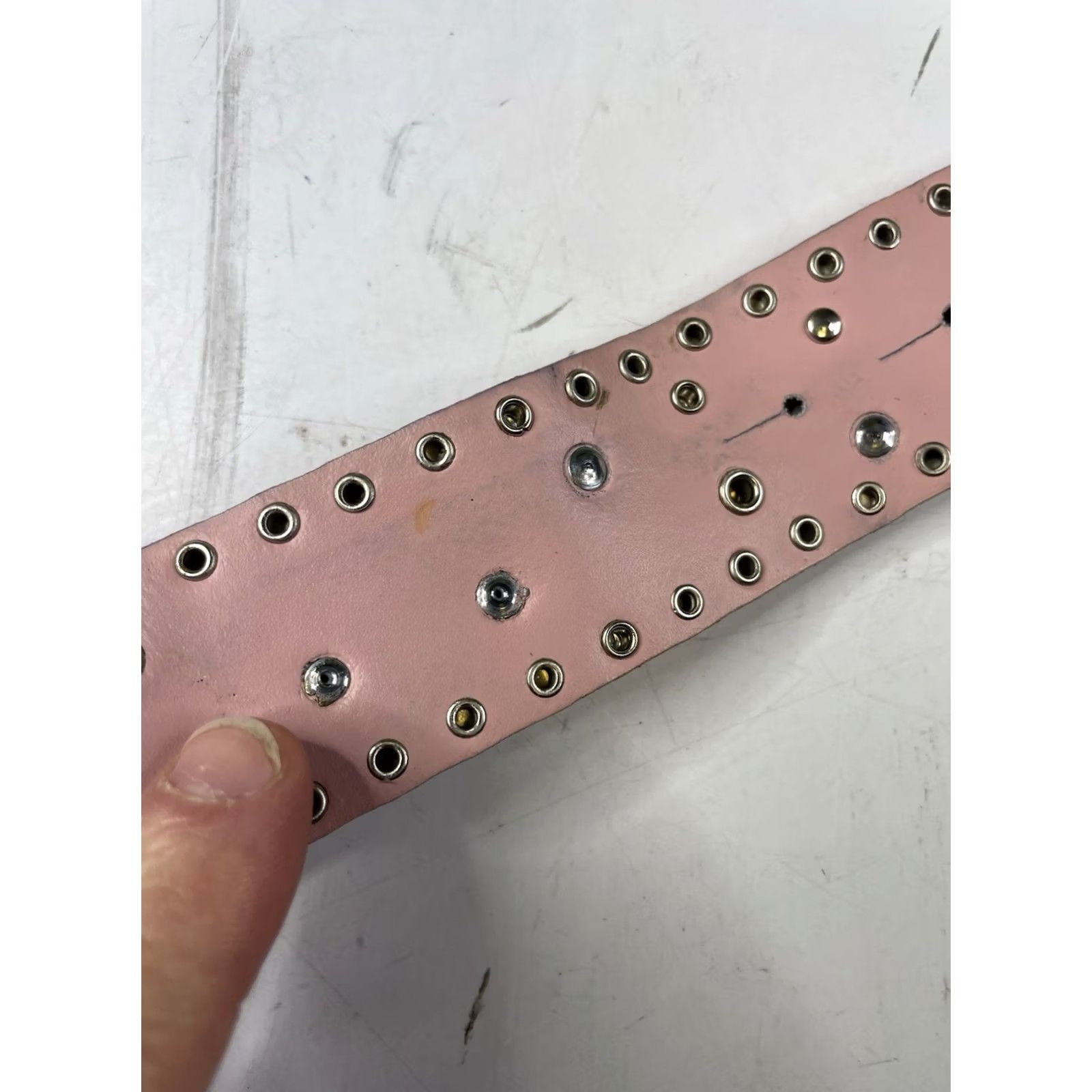 Vintage VINTAGE NANNI Belt Womens Regular 32 Pink Leather Rhinestone Buckle Adjustable Embellished Size ONE SIZE - 6 Thumbnail
