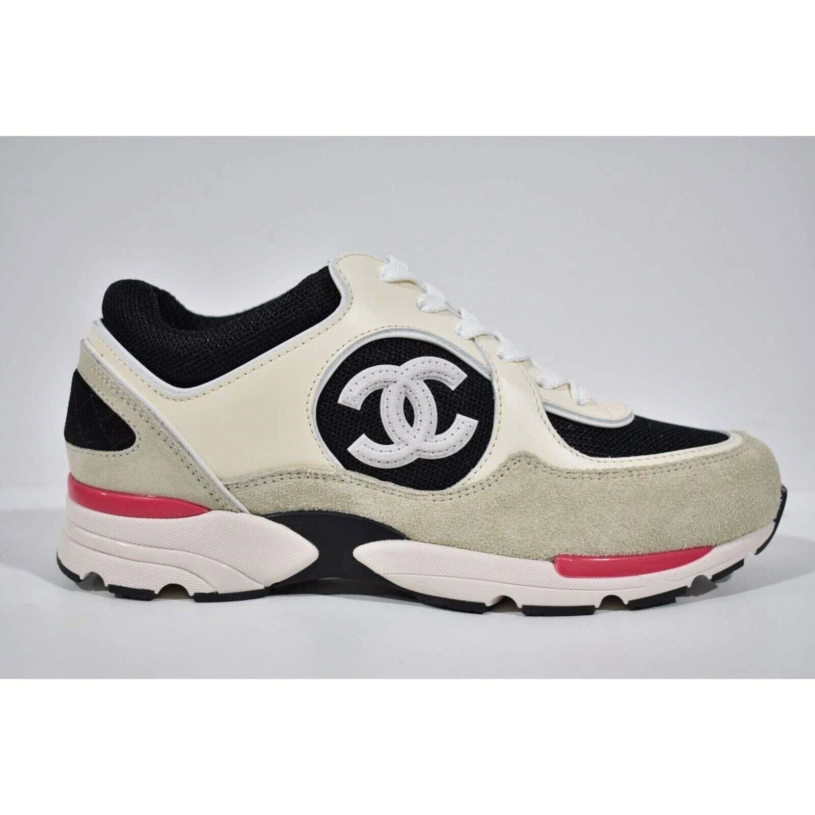 Chanel Chanel 22S Ivory Red Mesh CC Logo Tie Flat Runner Sneaker 41 Size US 11 / IT 41 - 2 Thumbnail