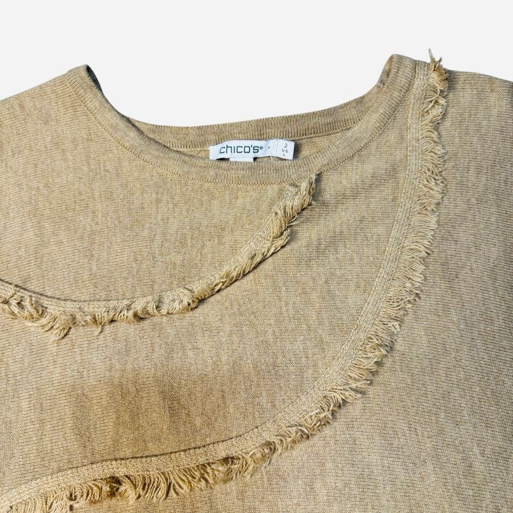 Chicos NWT New Chico's Tan Fringe Sweater Size 2 US L Size L / US 10 / IT 46 - 6 Thumbnail