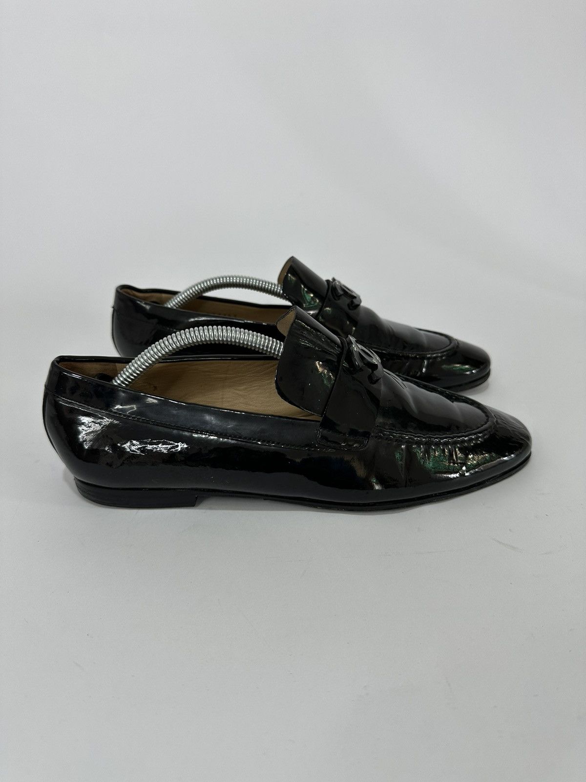 ❤️‍🔥CHANEL❤️‍🔥Patent CC Mocassin Loafers 37 IT Black.