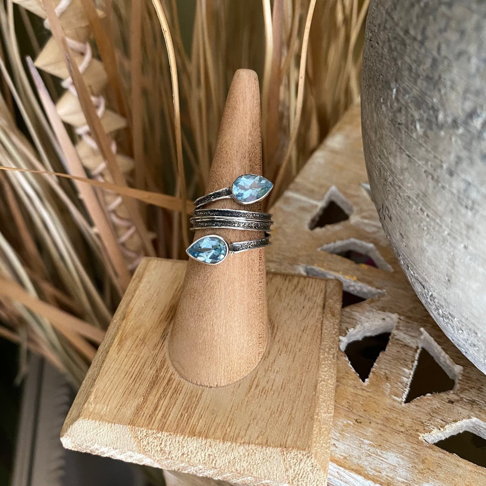 The Unbranded Brand Blue Topaz Sterling Silver Ring Size ONE SIZE - 2 Thumbnail