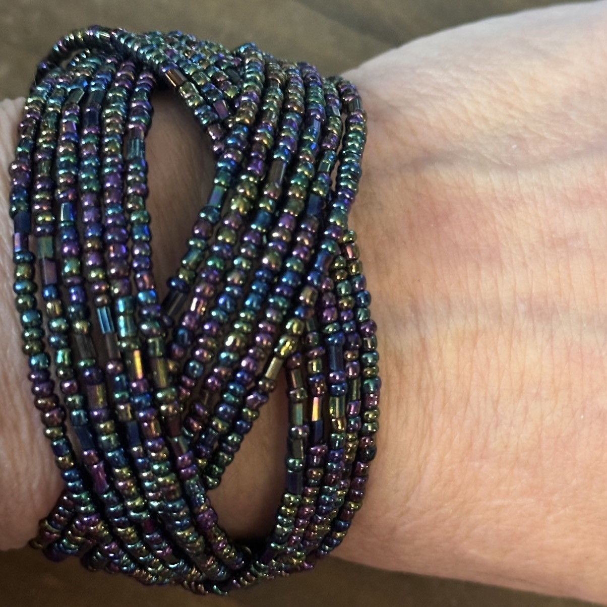Vintage Vintage chunky braided iridescent seed bead bracelet Size ONE SIZE - 3 Thumbnail