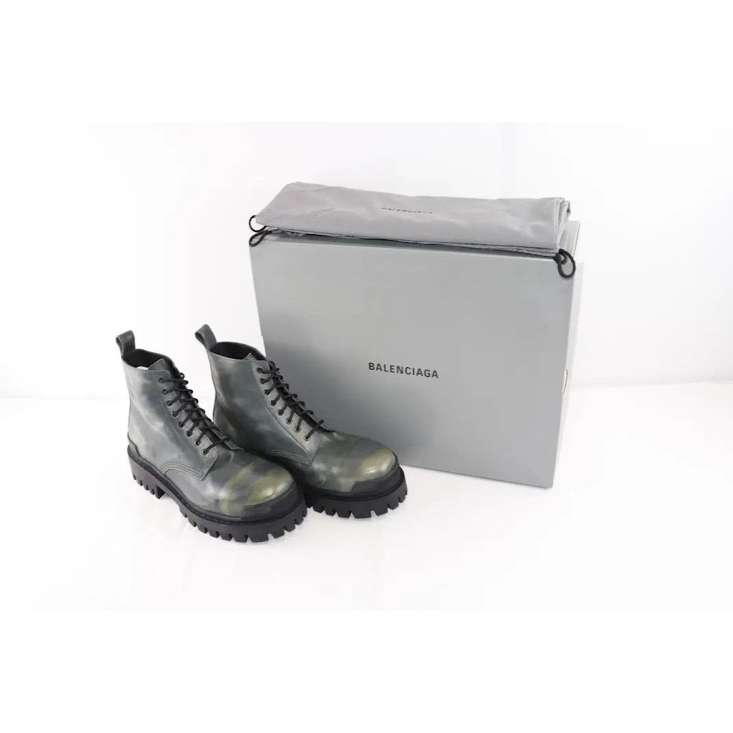 Balenciaga o1rshd1 Worn-Out Effect Leather Strike Bootie L20 in Khaki Size US 10 / EU 43 - 10 Thumbnail