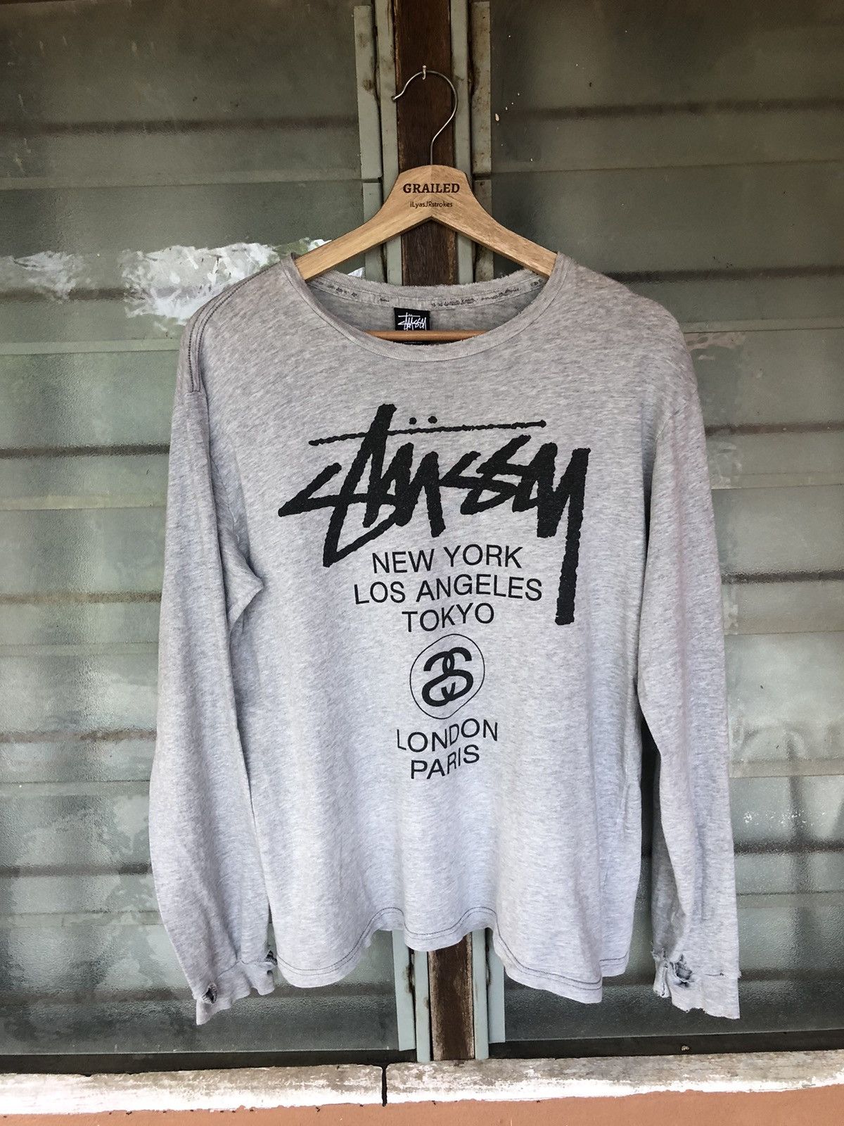 Stussy Vintage Thrashed Stussy Tour Long Sleeve Tee Size US M / EU 48-50 / 2 - 2 Thumbnail