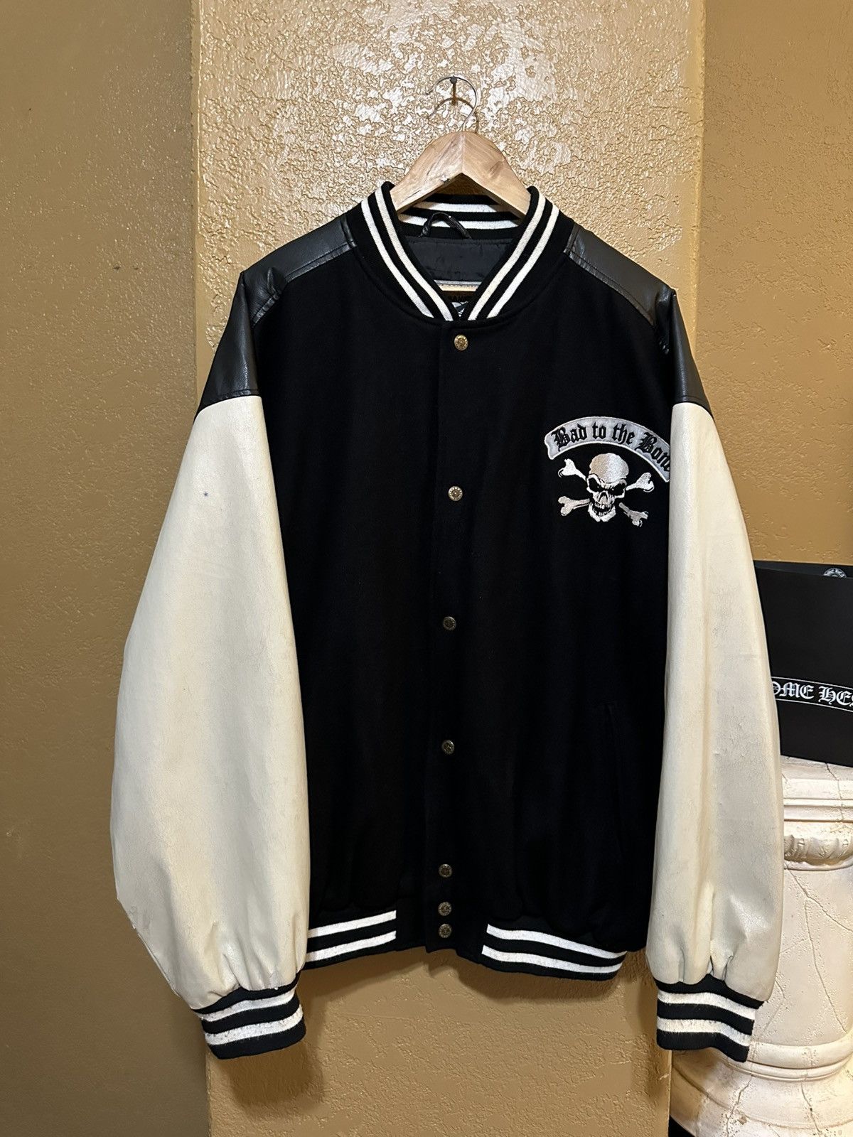 Vintage ⚫️ distressed Vintage Bad To The Bone Choppers Varsity Jacket Size US XL / EU 56 / 4 - 2 Thumbnail