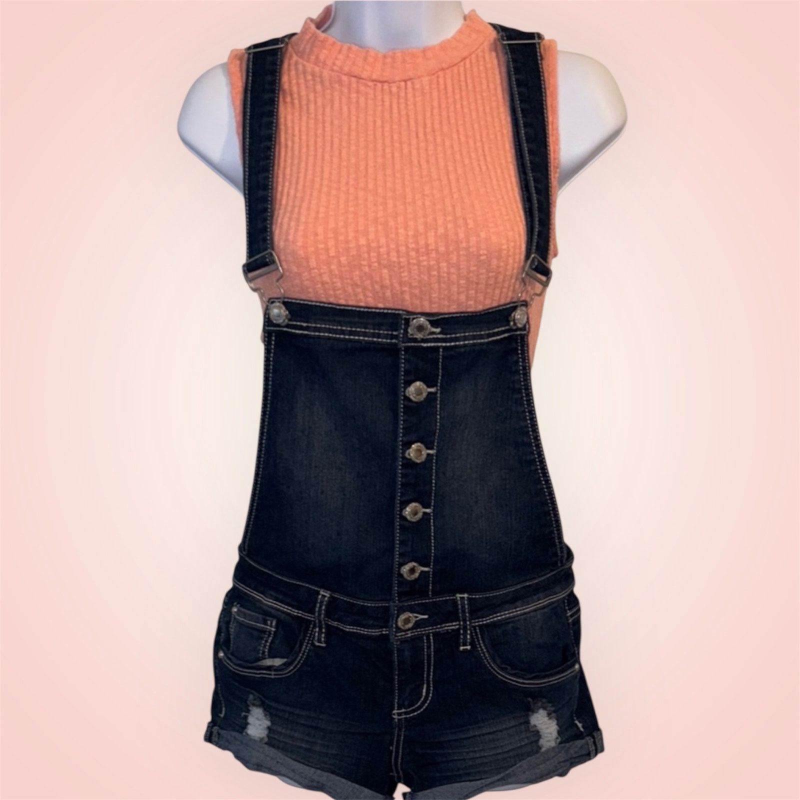 Almost Famous Almost Famous Denim Overall Shorts Size Small Size 30" / US 8 / IT 44 - 2 Thumbnail