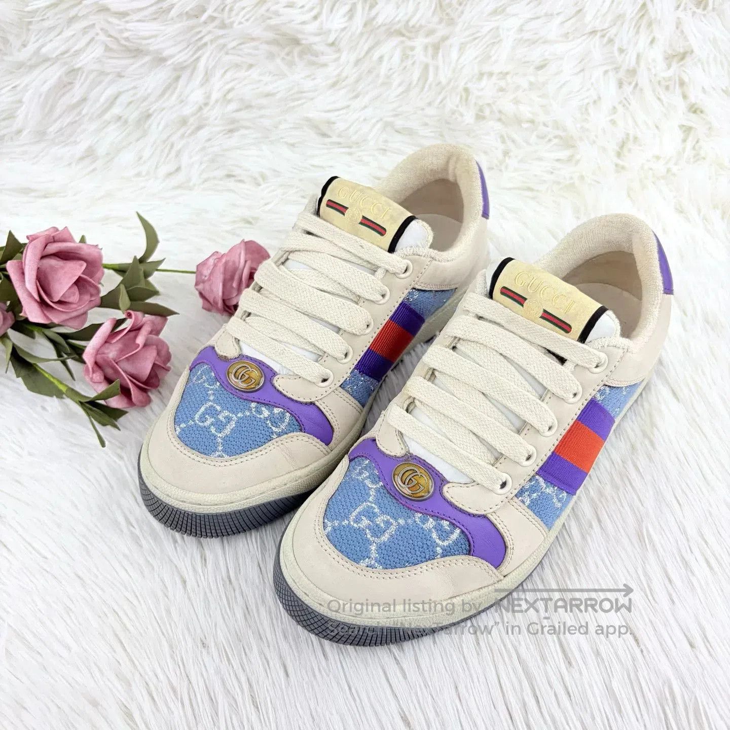 Gucci Gucci White Purple Dirty Shoes. Size US 5 / IT 35 - 1 Thumbnail
