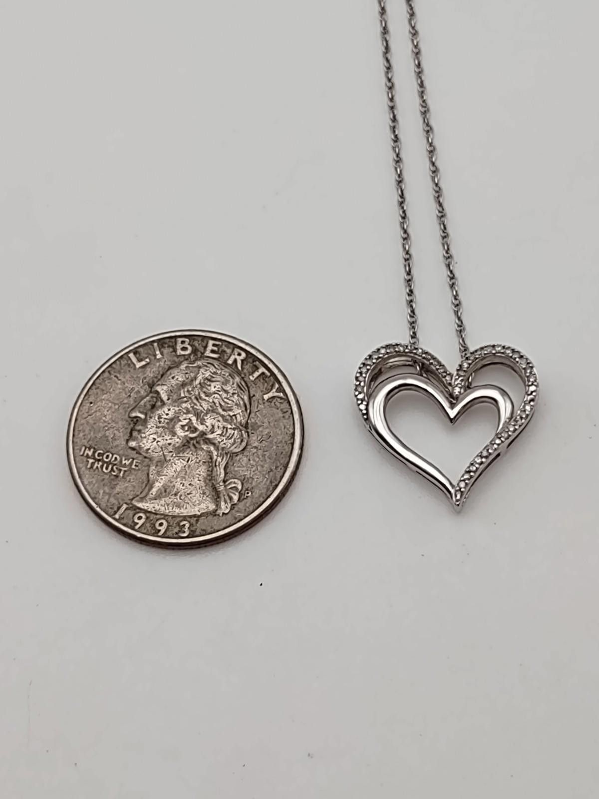 The Unbranded Brand Sterling Silver Double Heart Necklace 925 18” Valentine Size ONE SIZE - 2 Thumbnail
