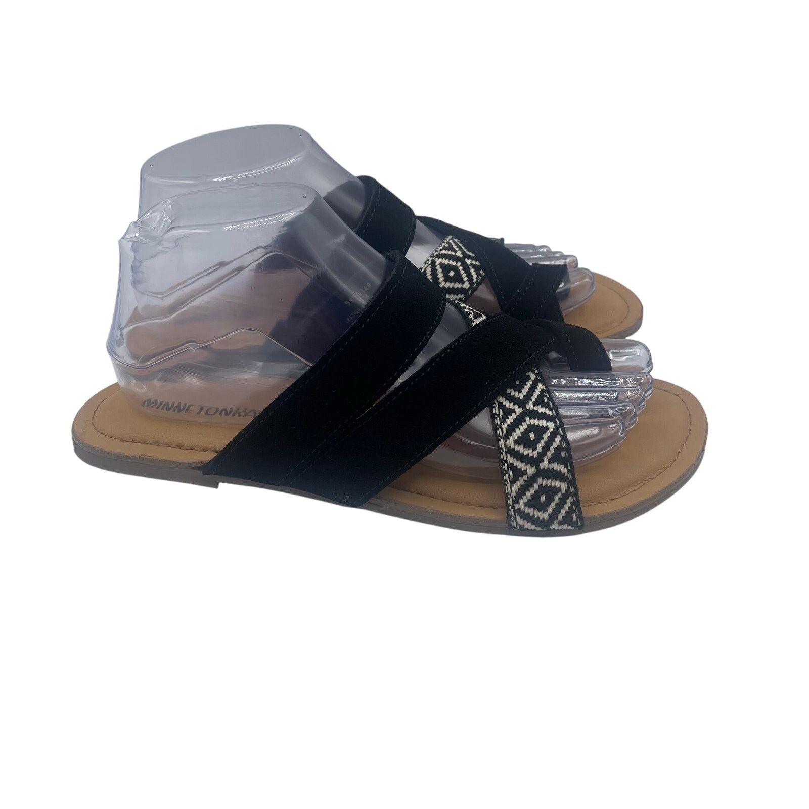 Minnetonka Minnetonka Faribee Strappy Sandals Black White Foam Womens 9 Size US 9 / IT 39 - 4 Thumbnail