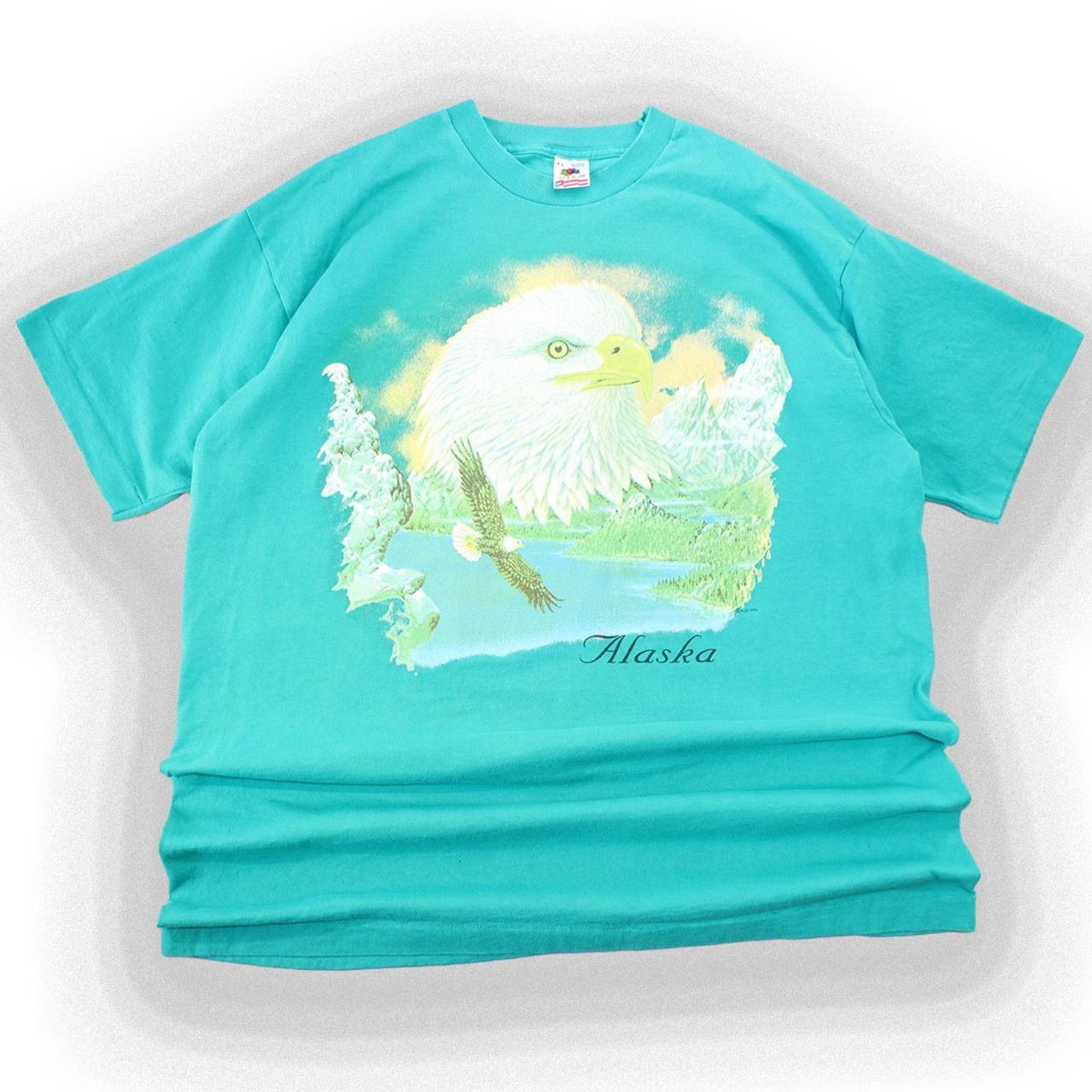 Vintage Vintage 90s Blue Alaska Eagle Graphic Tee Size US XL / EU 56 / 4 - 1 Thumbnail