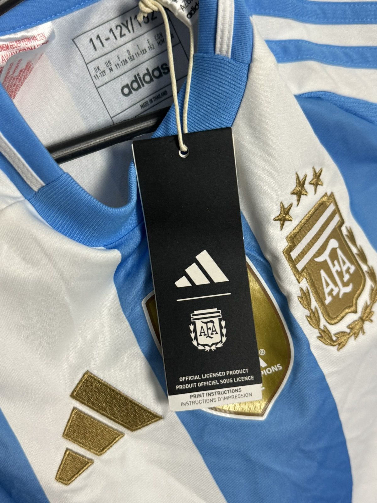 Adidas KIDS New Argentina National Team 2024 Home Football Jersey Size US XS / EU 42 / 0 - 11 Thumbnail