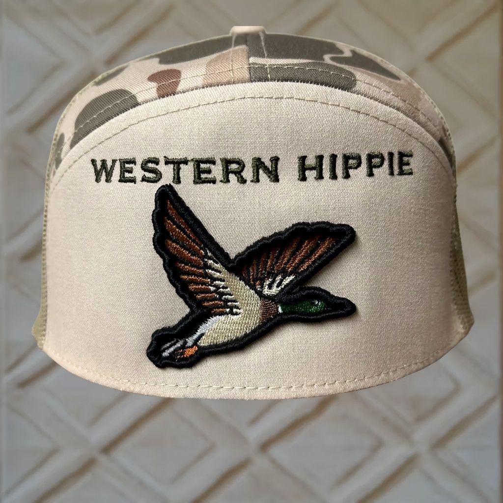Vintage VINTAGE NWT Western Hippie Lost Duck Brackish 7 Panel Flat Bill Snapback Hat Camo Size ONE SIZE - 1 Thumbnail
