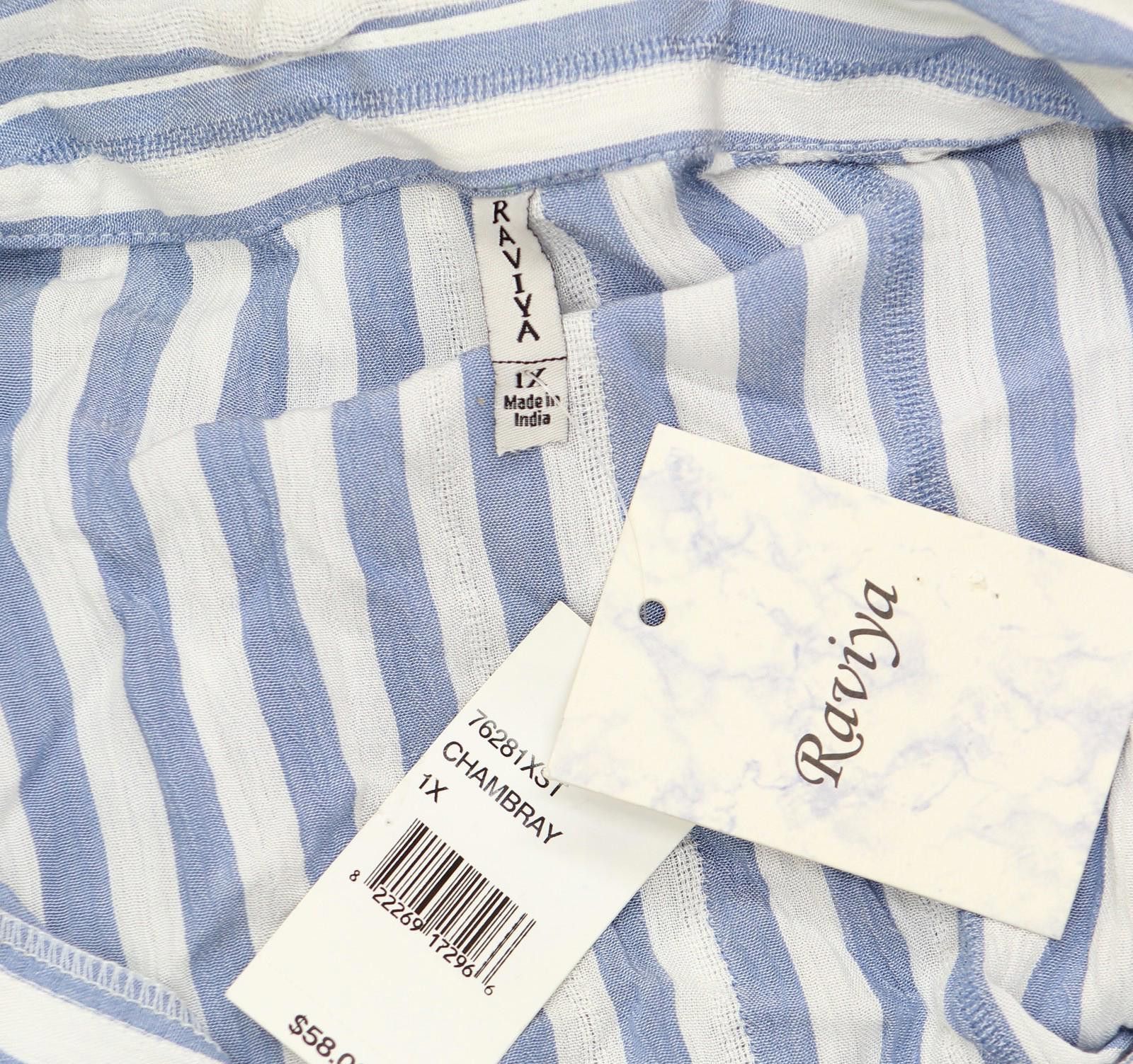 Other Nwt Raviya Size Tunic Shirt Swim Cover-up Blue / White 1x Size ONE SIZE - 3 Thumbnail