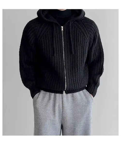 Japanese Brand Vintage Knit Thick Sweater Black XL Hooded Jacket Coat Size US XL / EU 56 / 4 - 3 Thumbnail