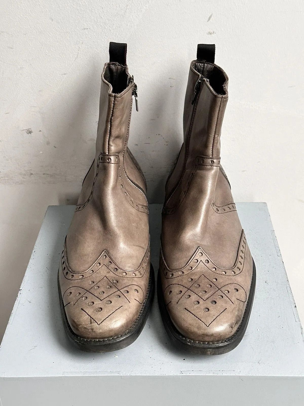 COWBOYS Leather brown chelsea MILITARY boots western Italy