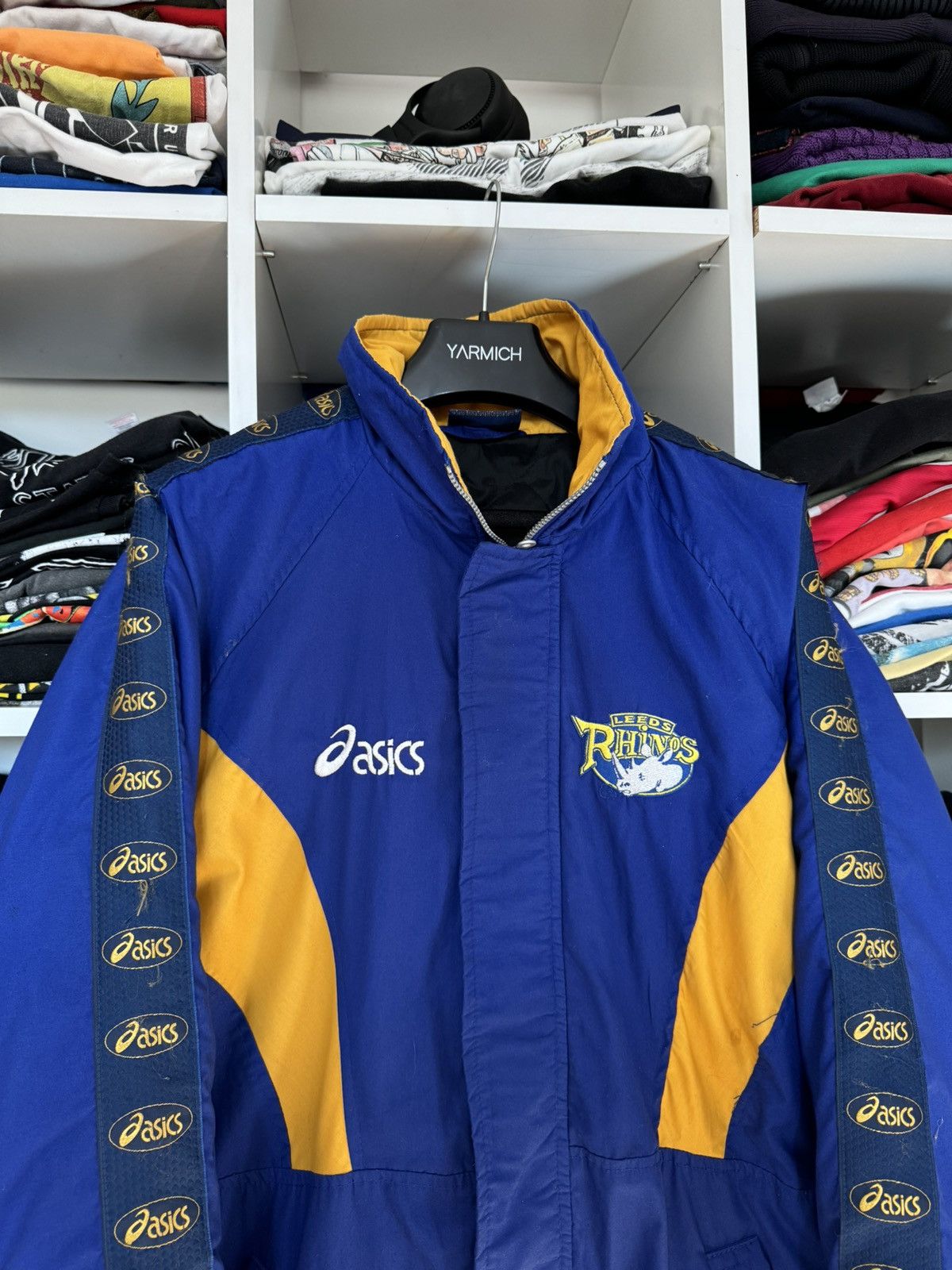 Asics × Vintage Vintage 90s Asics Lampas Blue Yellow Jacket Size US XL / EU 56 / 4 - 1 Thumbnail