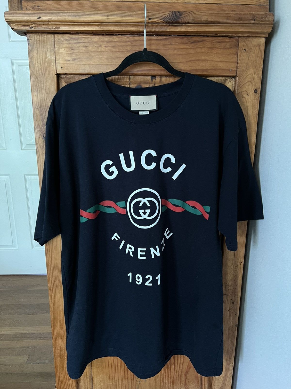 image of Gucci - Firenze 1921 Dark Blue Ss Tee in Black, Men's (Size 2XL)