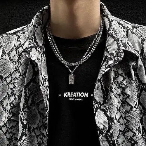VIBE Titanium Steel Double Layer Pendant Necklace for Men Women Size ONE SIZE - 1 Thumbnail