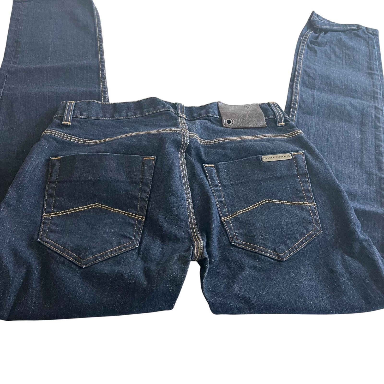Armani Exchange Armani Exchange Mid Rise Dark Wash Blue Denim Skinny Jeans Size 29" - 5 Thumbnail