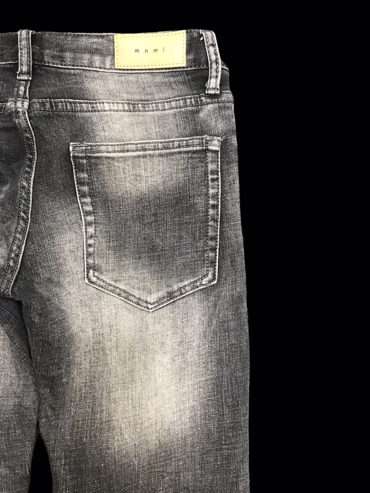 Japanese Brand 💥mnml Black Stone Wash Skinny Distressed Denim F191 Size US 32 / EU 48 - 10 Thumbnail
