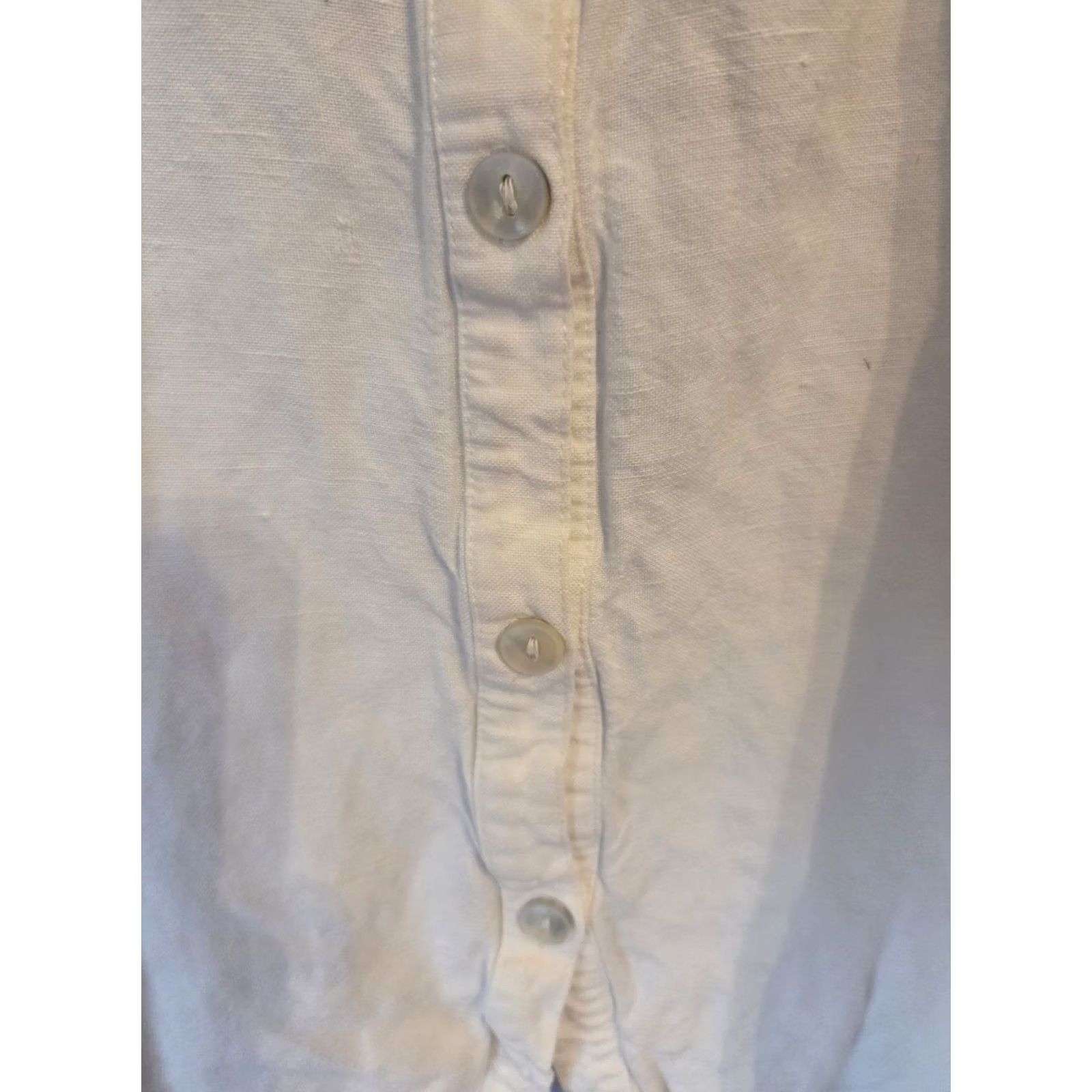 Vintage Maggie Barnes For Catherines White Pleated Trim Linen Button Down Top Boho 1X Size XL / US 12-14 / IT 48-50 - 3 Thumbnail
