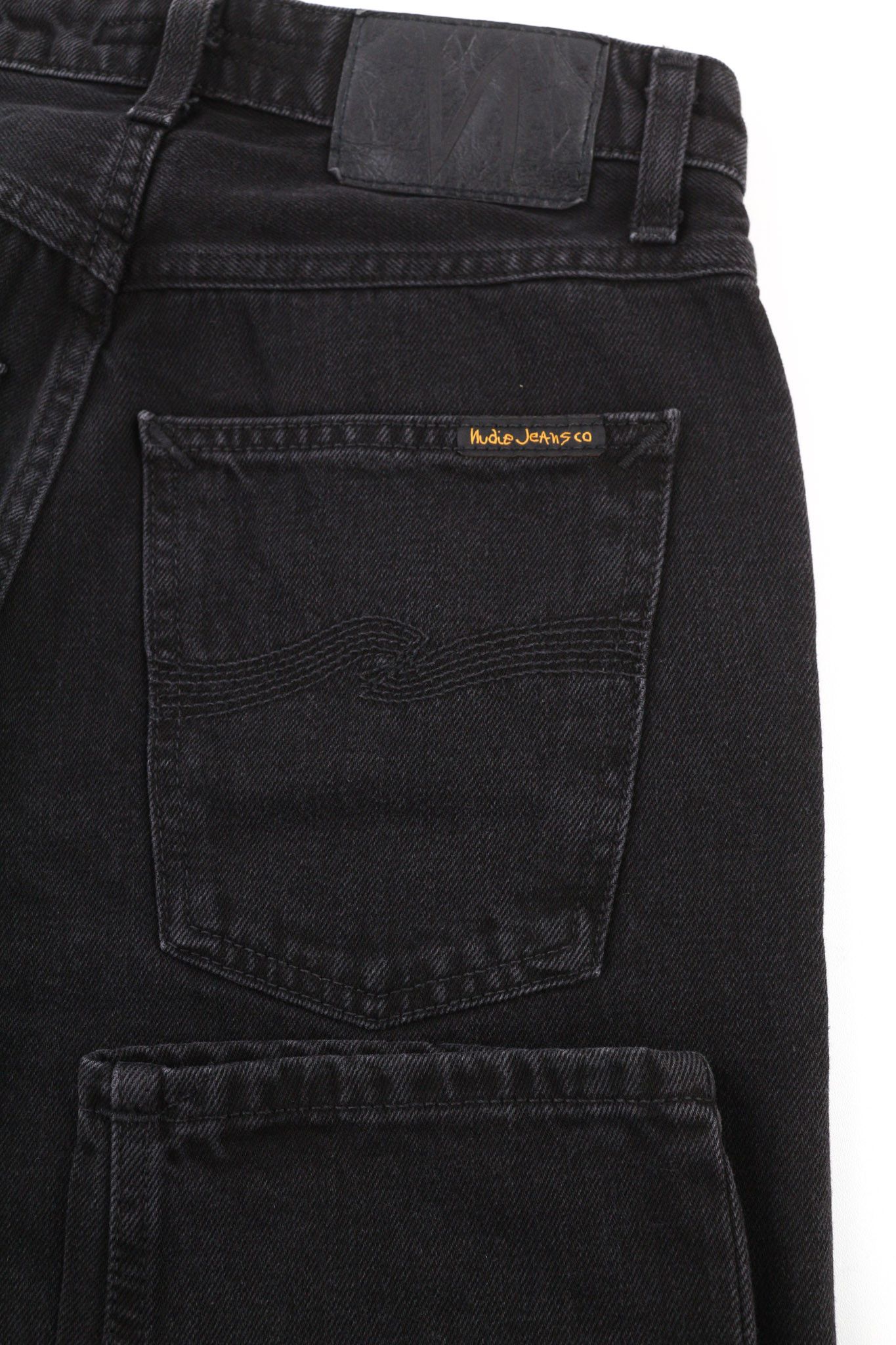 Nudie Jeans BREEZY BRITT W25/L26 Black Worn Zip Logo Cotton 80688 Size 25" / US 0 / IT 36 - 5 Thumbnail