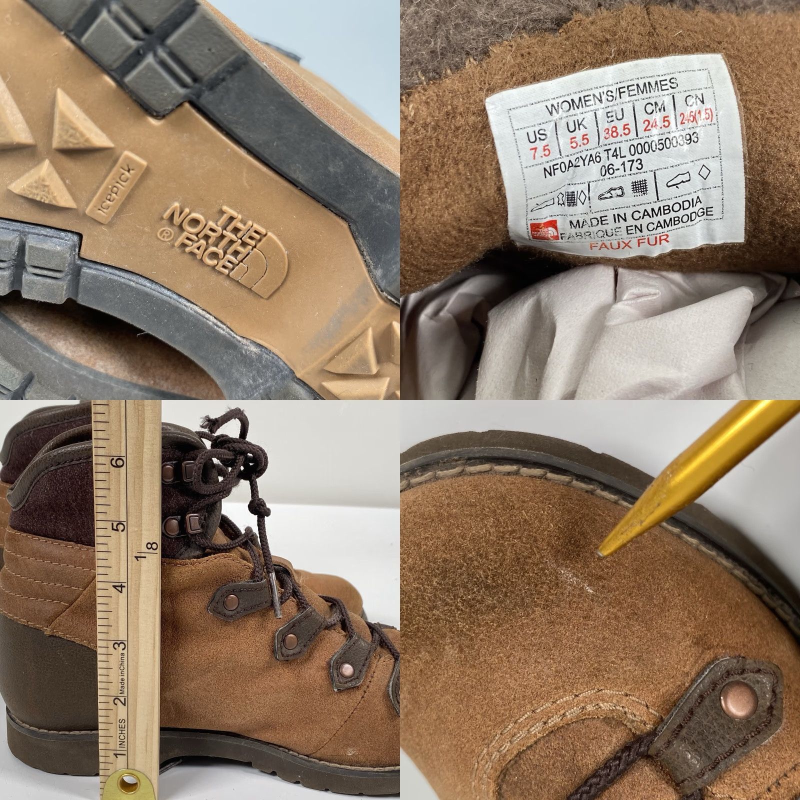 The North Face The North Face Boots Womens Size 7.5 Brown Leather Lace Up Round Waterproof Casual Ankle M Womens Size US 8 / IT 38 - 8 Thumbnail