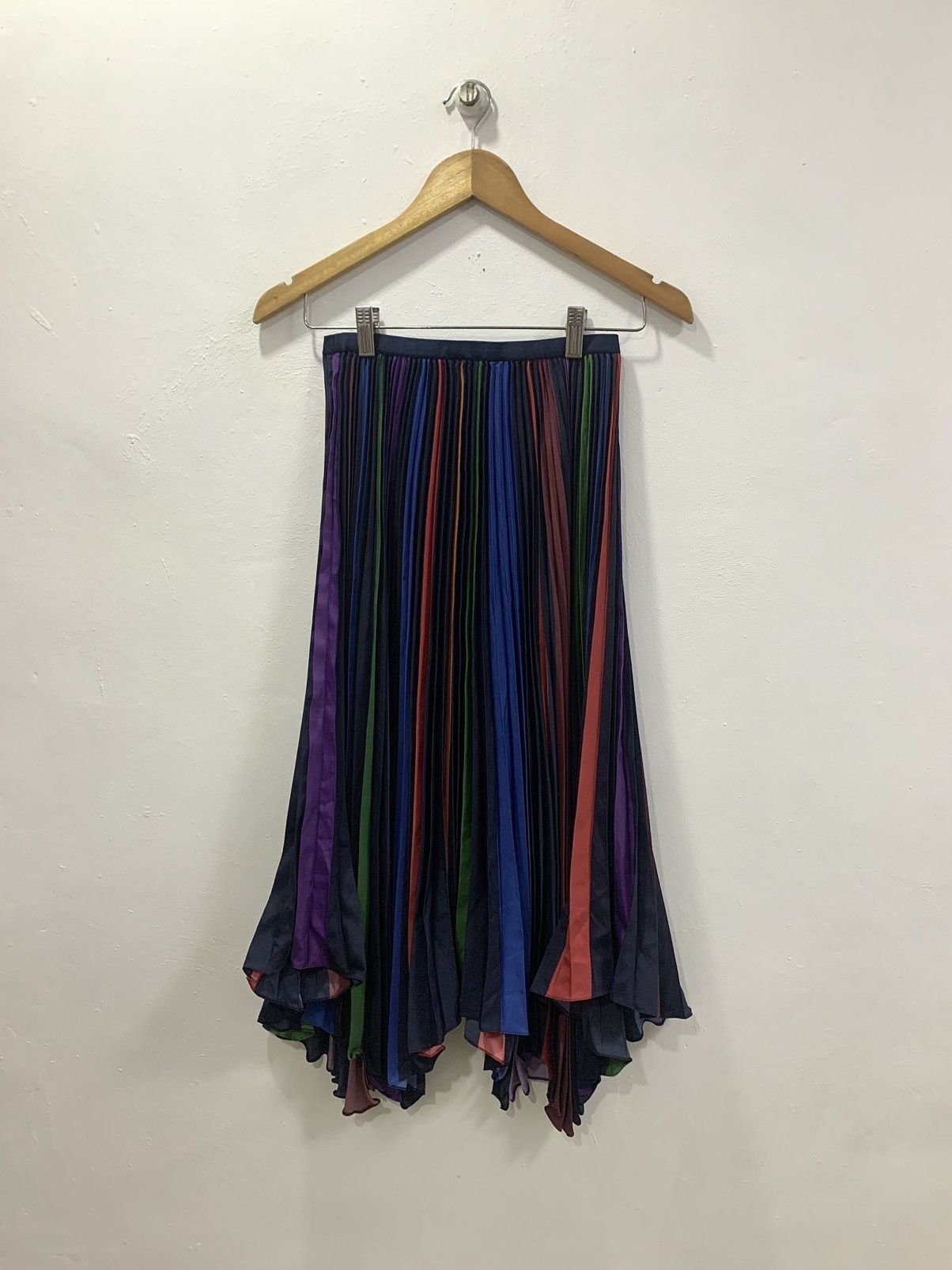 Polo Ralph Lauren POLO RALPH LAUREN STRIPED PLEATED CREPE HANDKERCHIEF SKIRT Size 24" / US 00 / IT 34 - 6 Thumbnail