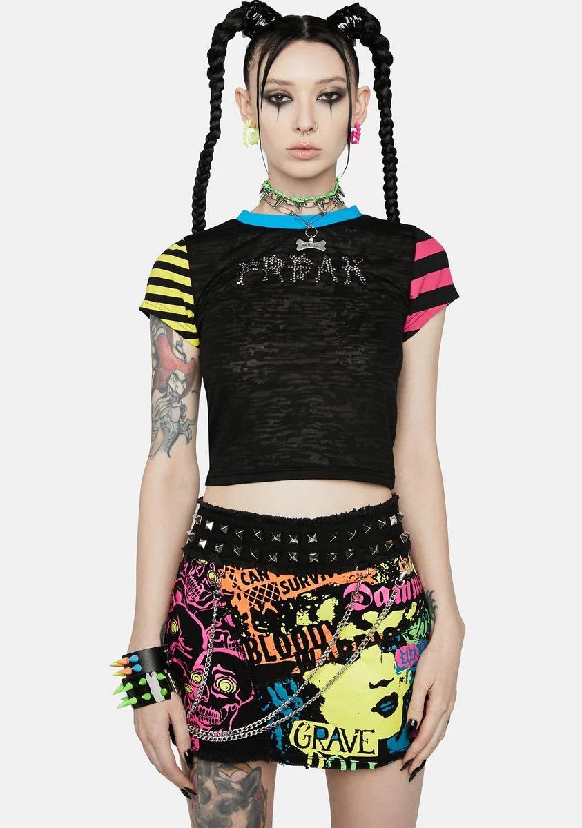 Japanese Brand Louder now patchwork mini skirt ❤️‍🔥⛓️ Size 25" / US 0 / IT 36 - 3 Thumbnail