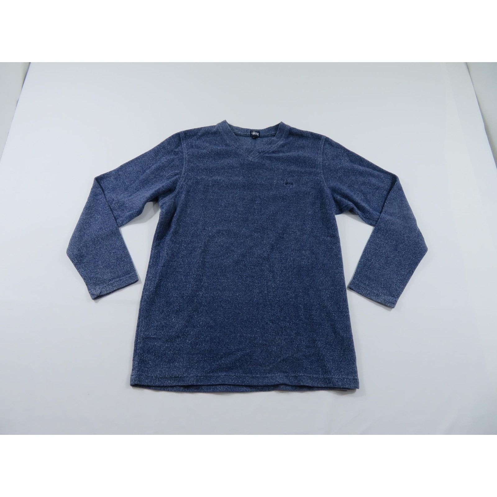 Stussy Stussy Long Sleeve Thick Shirt Blue V-neck Sz L-XL Size US L / EU 52-54 / 3 - 1 Thumbnail