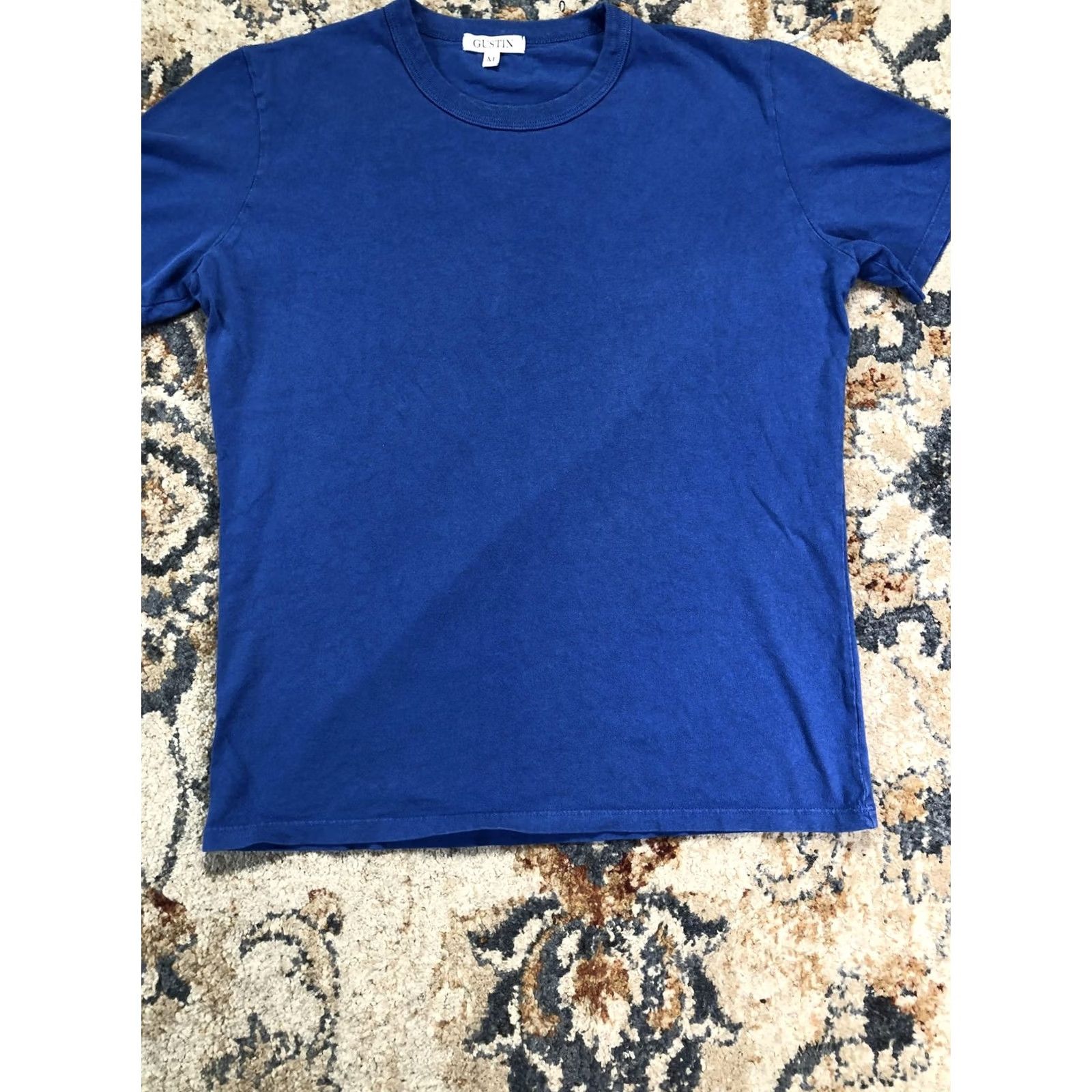 Gustin Gustin Shirt Mens M Blue Short Sleeve Solid Tee Crewneck Casual Regular Fit Jersey Knit Summer Mens Size US M / EU 48-50 / 2 - 5 Thumbnail