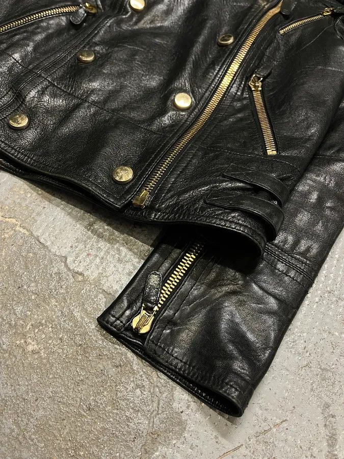 Gucci 2010s Gucci Black Leather Gold-Studded Biker Jacket Size XS / US 0-2 / IT 36-38 - 6 Thumbnail