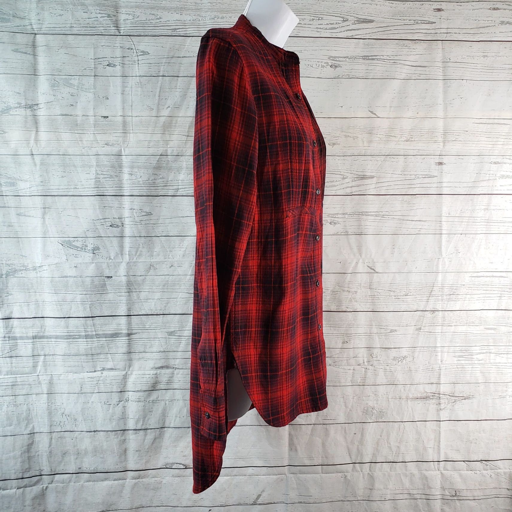 Vintage Denim & Supply Ralph Lauren Womens Button-Front Tunic Top Sz Small Red Plaid Shirt Slim Fit Womens Size S / US 4 / IT 40 - 3 Thumbnail