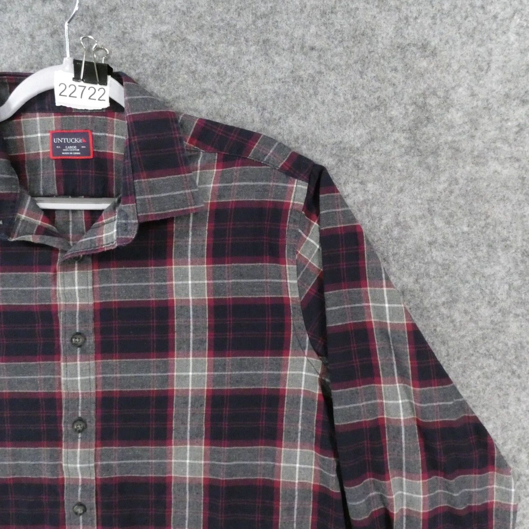UNTUCKit UNTUCKit Shirt Mens Large Long Sleeve Button Up Navy Gray Red Plaid Size US L / EU 52-54 / 3 - 6 Thumbnail