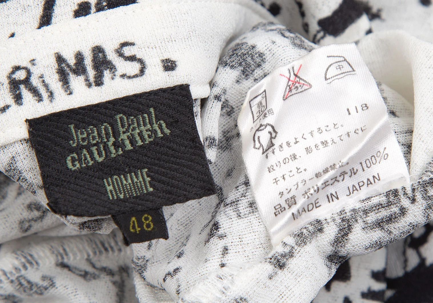 Jean Paul Gaultier Polyester Snap Button Shirt in Black and White, Size 48 Size US M / EU 48-50 / 2 - 18 Thumbnail