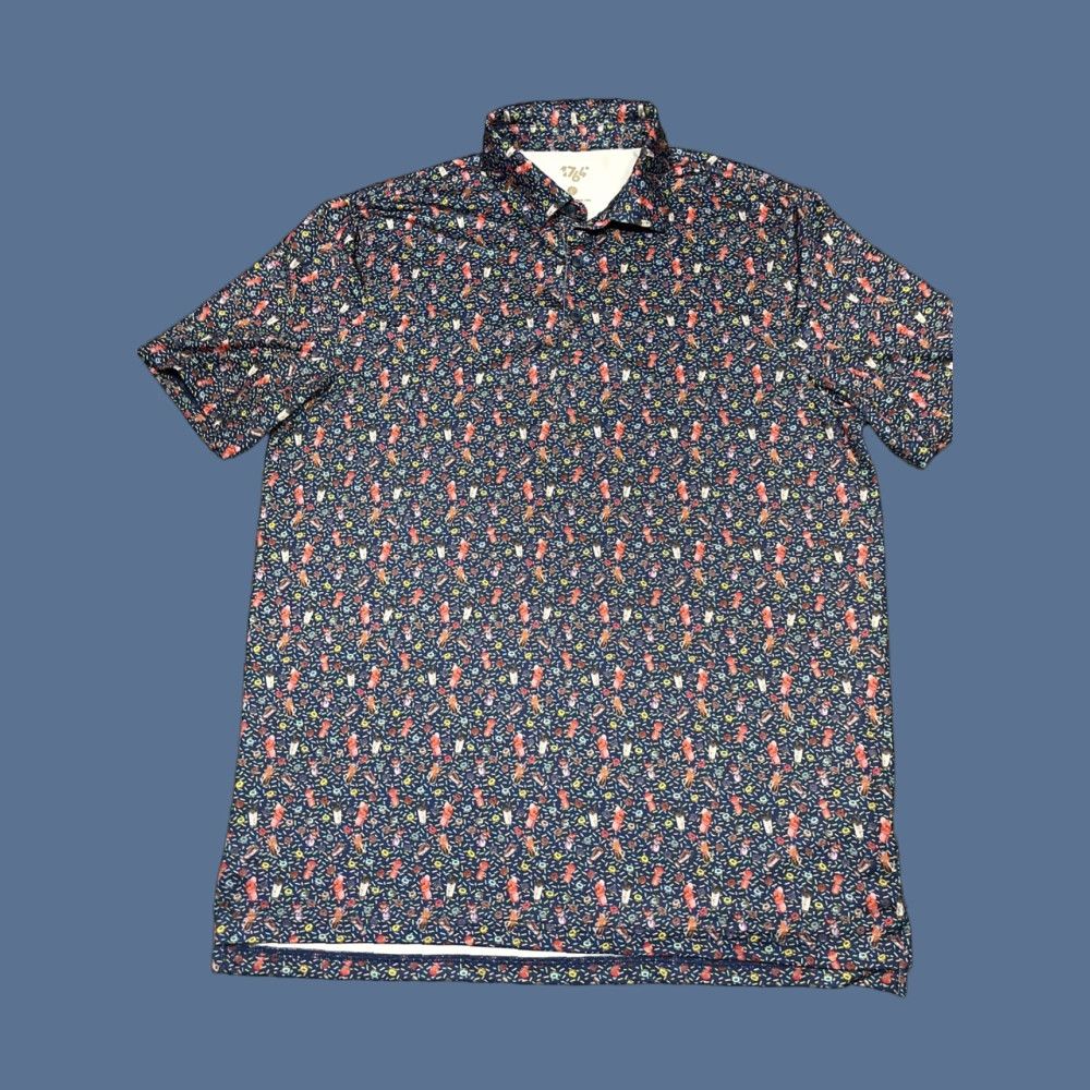 Vintage 1764 Performance Golf Polo Shirt Mens L Allover Print Donut Novelty Sweet Daly Size US L / EU 52-54 / 3 - 1 Thumbnail