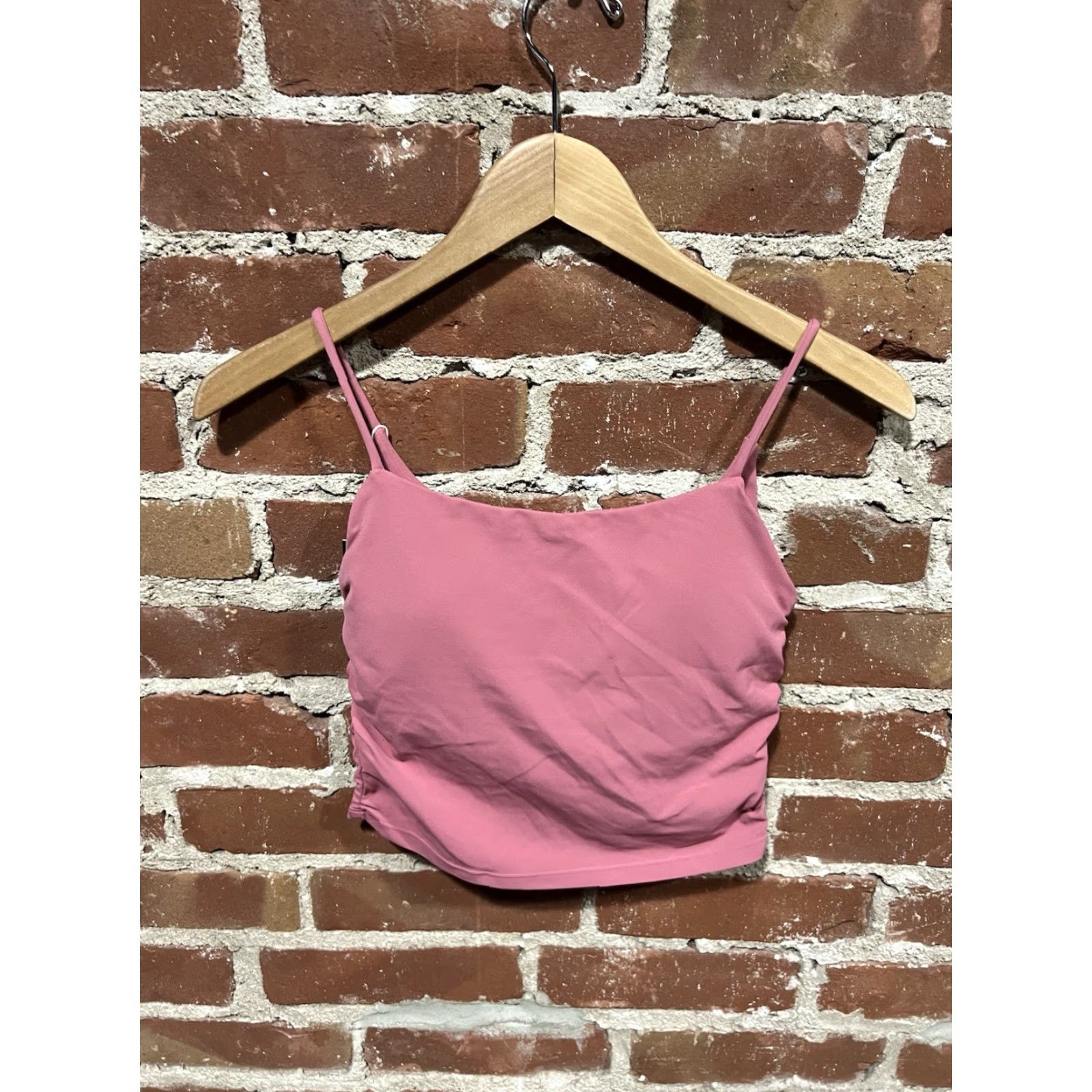 Vintage Halara Women's Sports Bra Pink Size Small Nylon Spandex Wireless Padded Removable Pads Stretch Yoga Gym Athleisure Size ONE SIZE - 2 Thumbnail