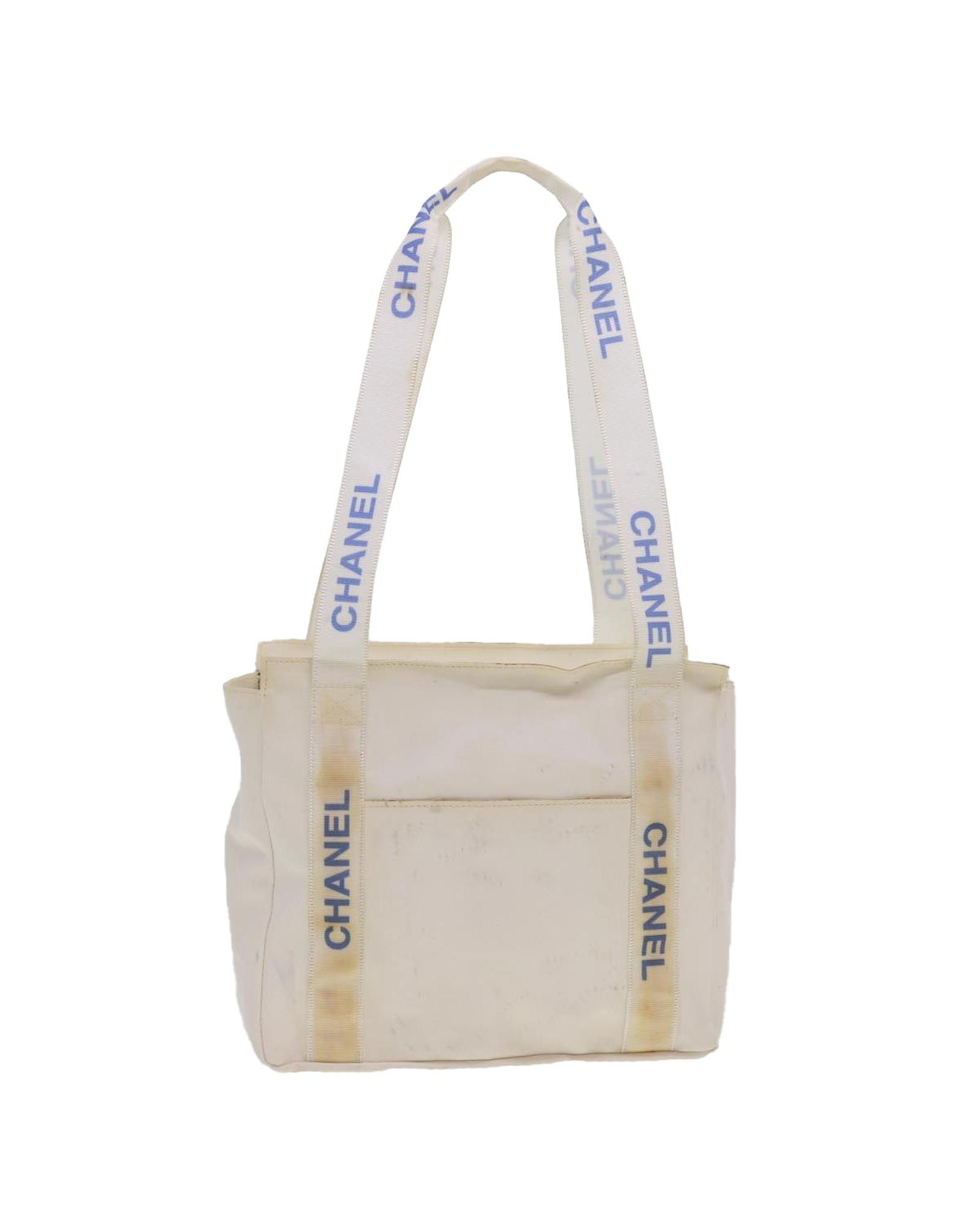 image of Chanel White Nylon Shoulder Bag, Women's