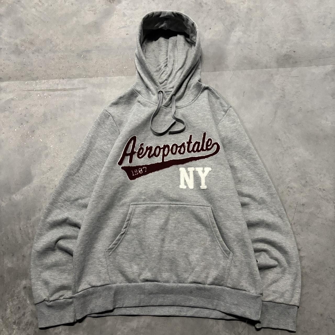 Aeropostale × Vintage Crazy Vintage Y2K/2000s Grey Aeropostale NY Spellout Skater Hoodie! Size US XL / EU 56 / 4 - 1 Thumbnail