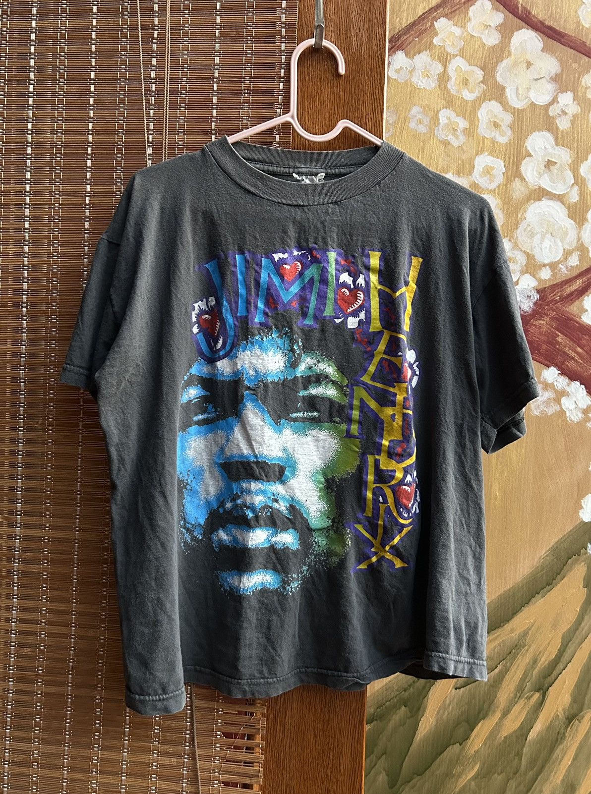 Jimi Hendrix × Vintage Vintage 80’s-90’s Jimi Hendrix All Over Print T-Shirt Size US S / EU 44-46 / 1 - 1 Thumbnail