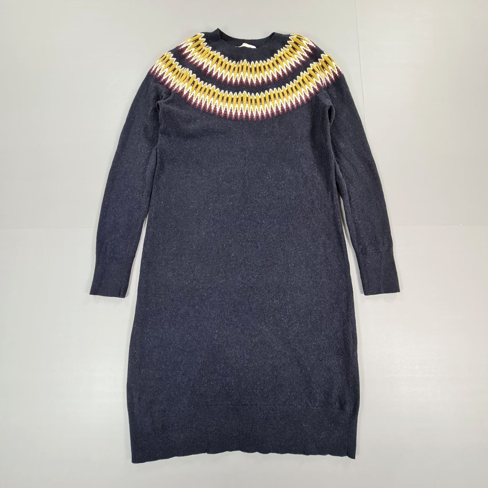 Vintage Hobbs Dress Navy Blue 8 UK Wool Cashmere Fair Isle Knitted Casual Womens Size M / US 6-8 / IT 42-44 - 3 Thumbnail