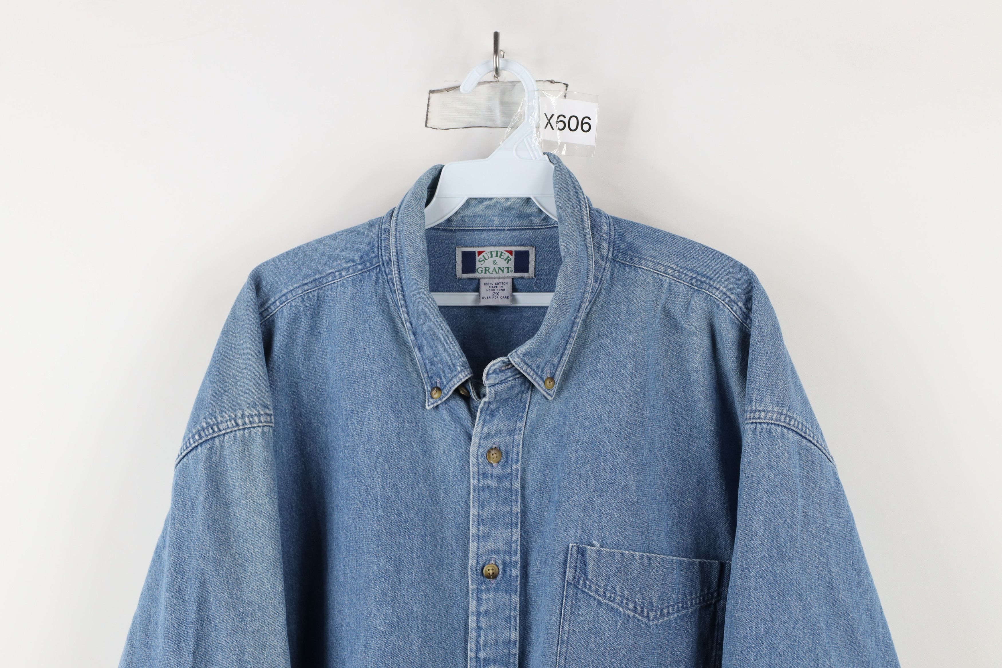 Vintage Vintage 90s Streetwear Denim Jean Button Down Shirt Blue Size US XXL / EU 58 / 5 - 2 Thumbnail
