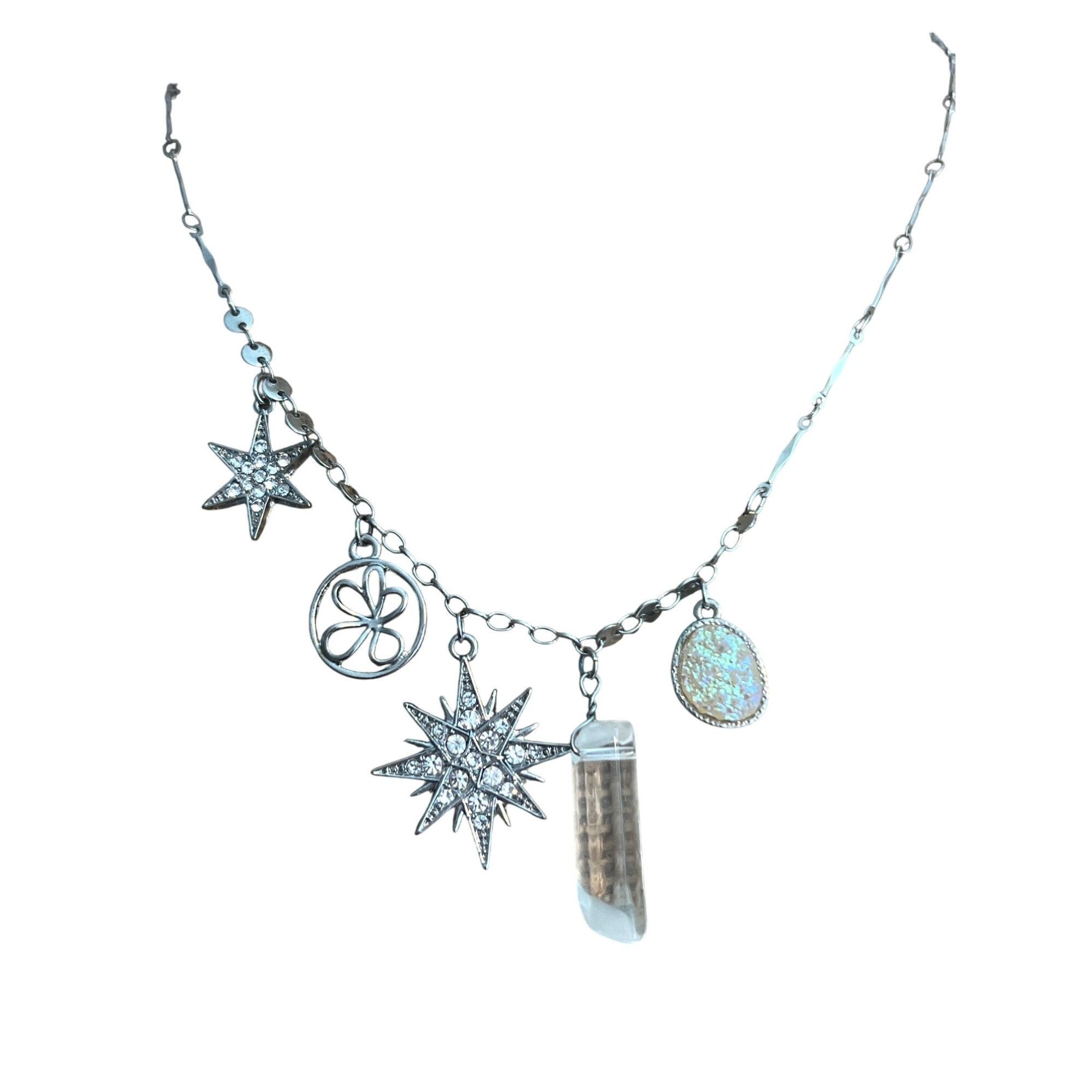 Other Celestial Charm Silver Tone Necklace Bar Chain Slide Clasp C Size ONE SIZE - 1 Thumbnail
