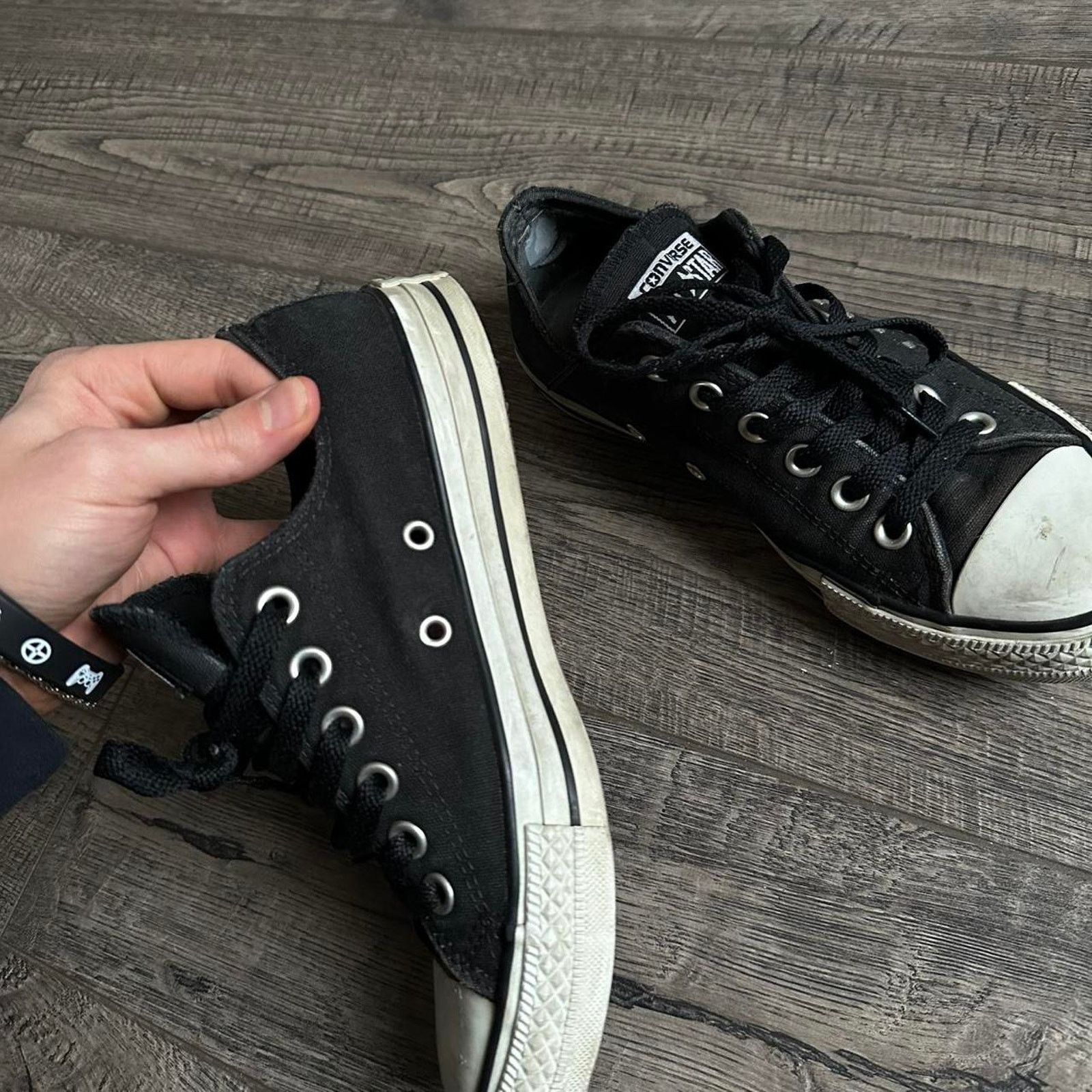 Converse × Vintage Vintage Y2K Black Studded Silver Glam Grunge Punk Converse Size US 7 / IT 37 - 3 Thumbnail