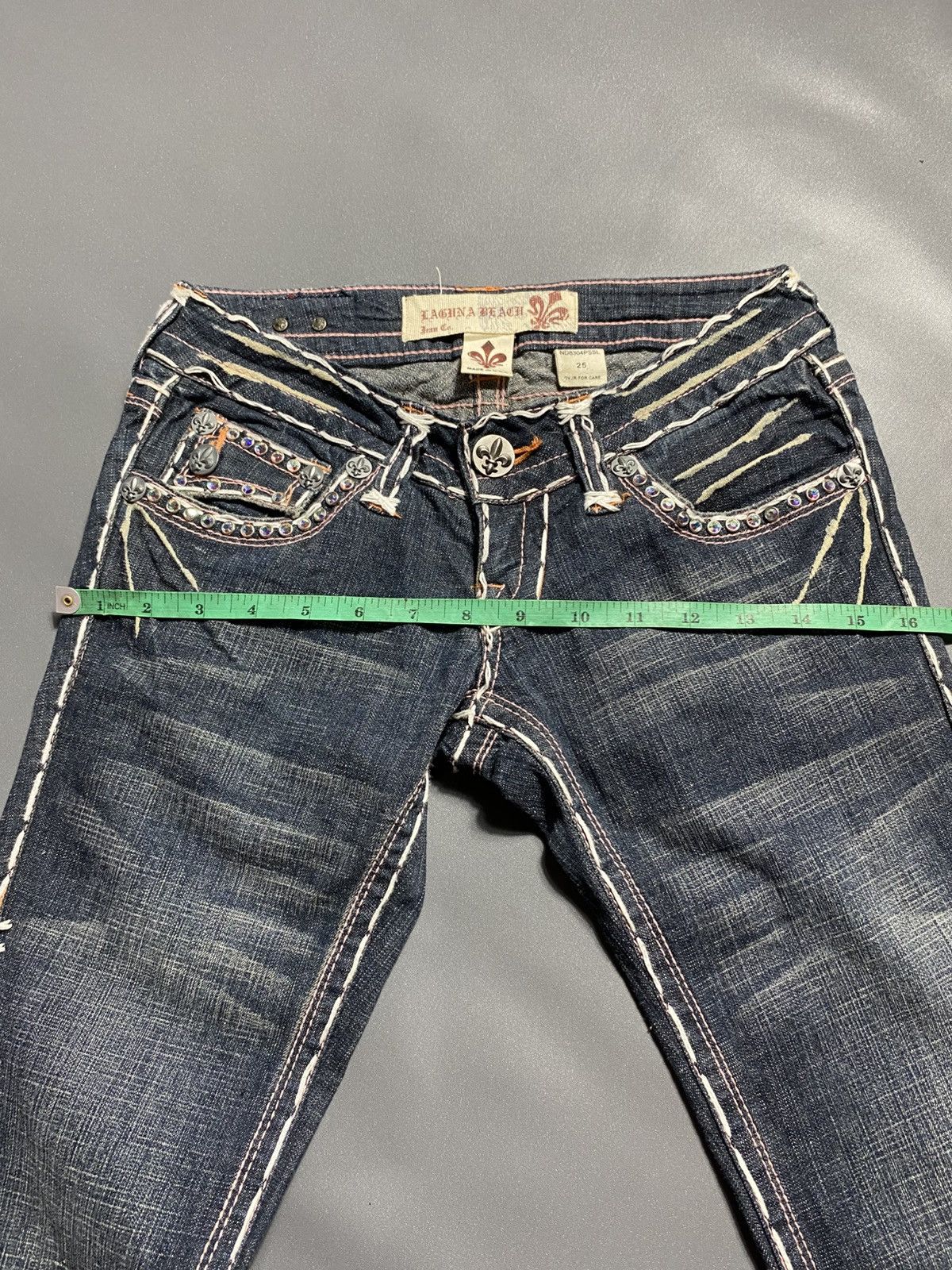 Vintage VTG Y2K 2000s Laguna Beach Jean Co Low Waist USA Made Jeans Size 25" / US 0 / IT 36 - 16 Thumbnail