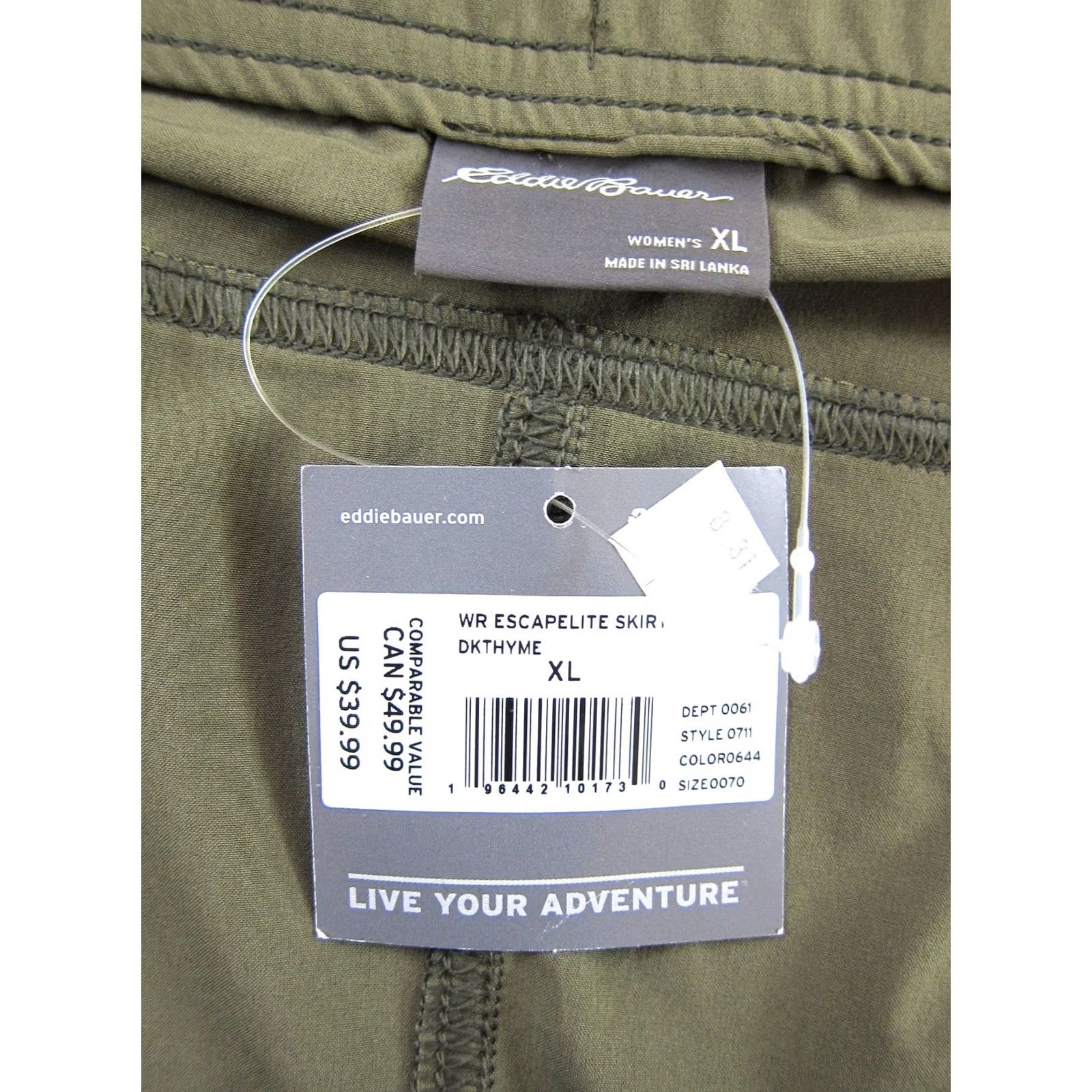 Eddie Bauer NWT Eddie Bauer Thyme Green Stretch Escapelite Elastic Waist Pocket Skirt XL Size 40" / US 18 - 4 Thumbnail