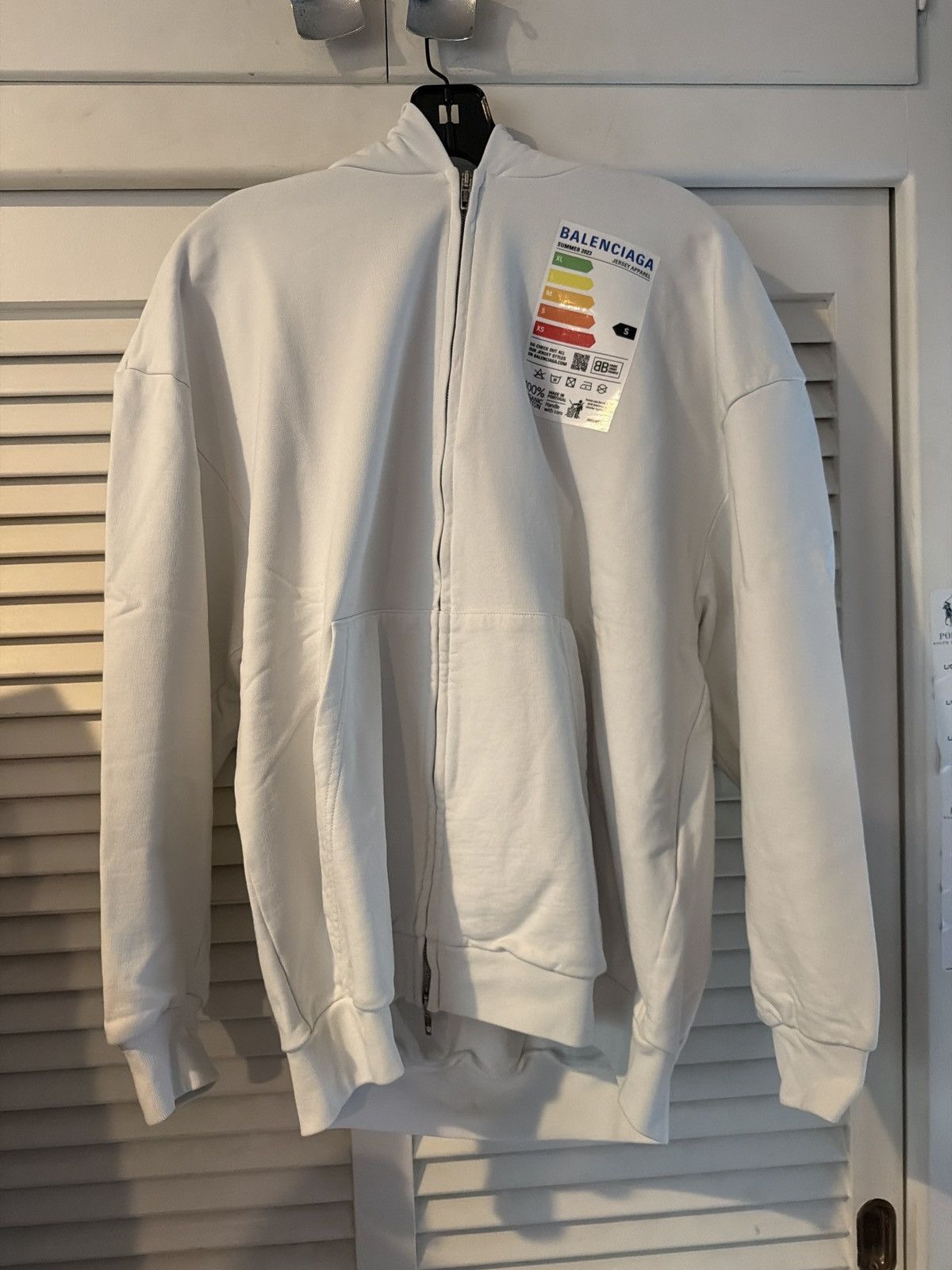 Balenciaga Balenciaga energy label dirty white zip up hoodie xs Size US XS / EU 42 / 0 - 1 Thumbnail