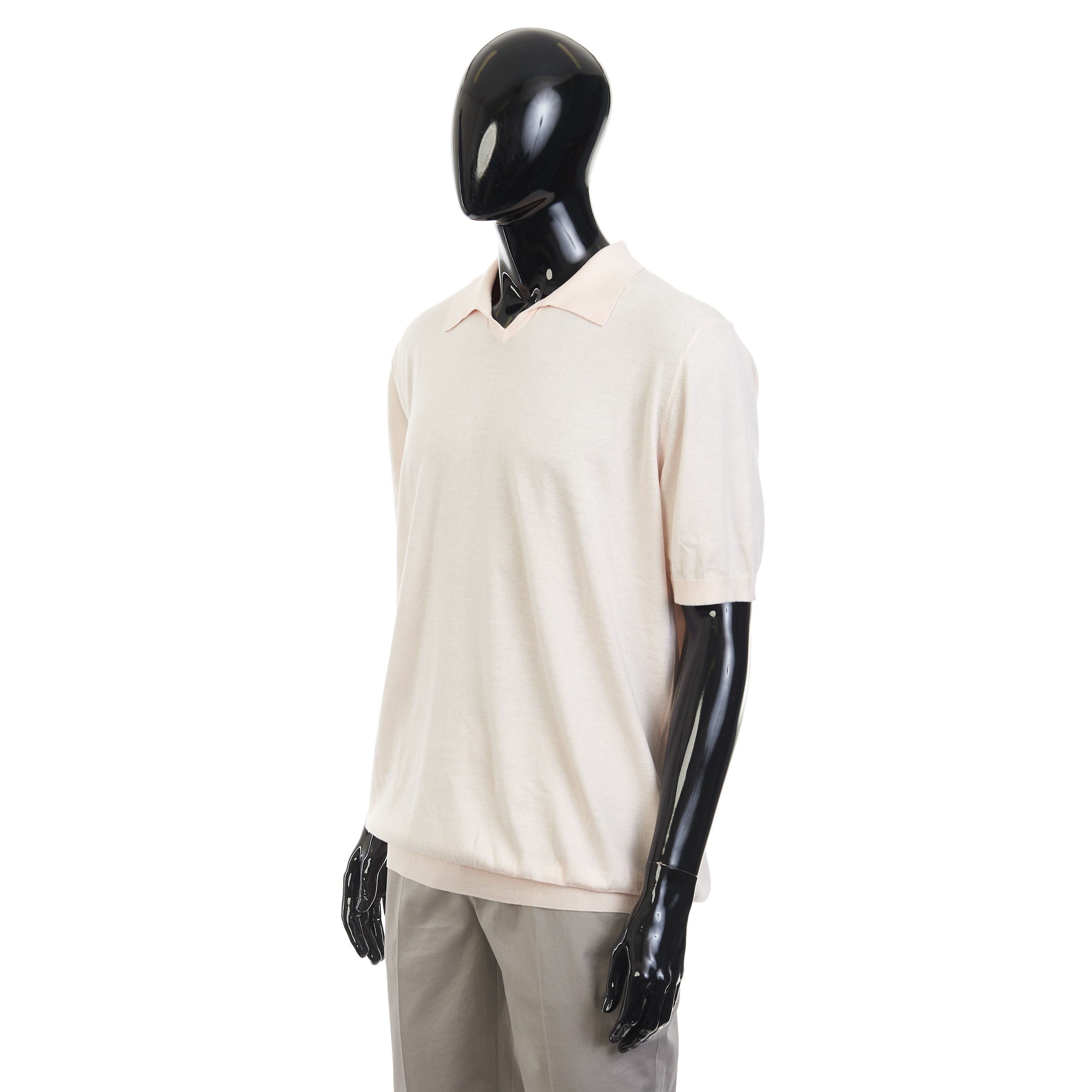 Brunello Cucinelli Light Pink Lightweight Cotton Knit Polo Shirt Size 60 Size US XXL / EU 58 / 5 - 2 Thumbnail